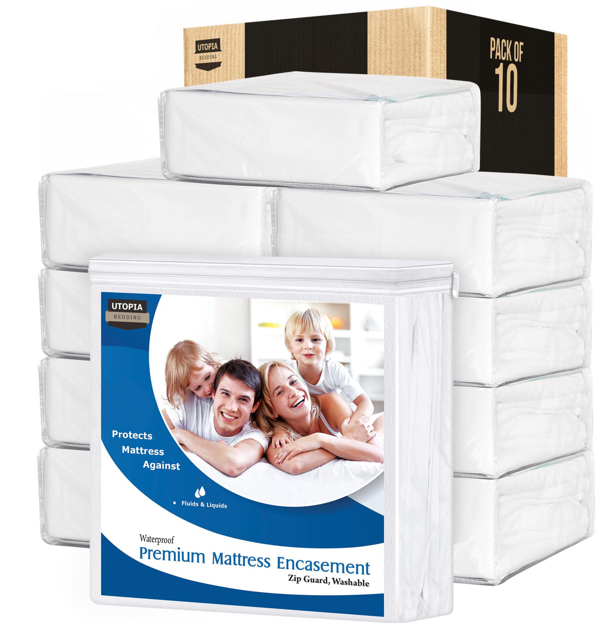 Waterproof Zippered Mattress Protector Queen Size, 12" Deep Pocket