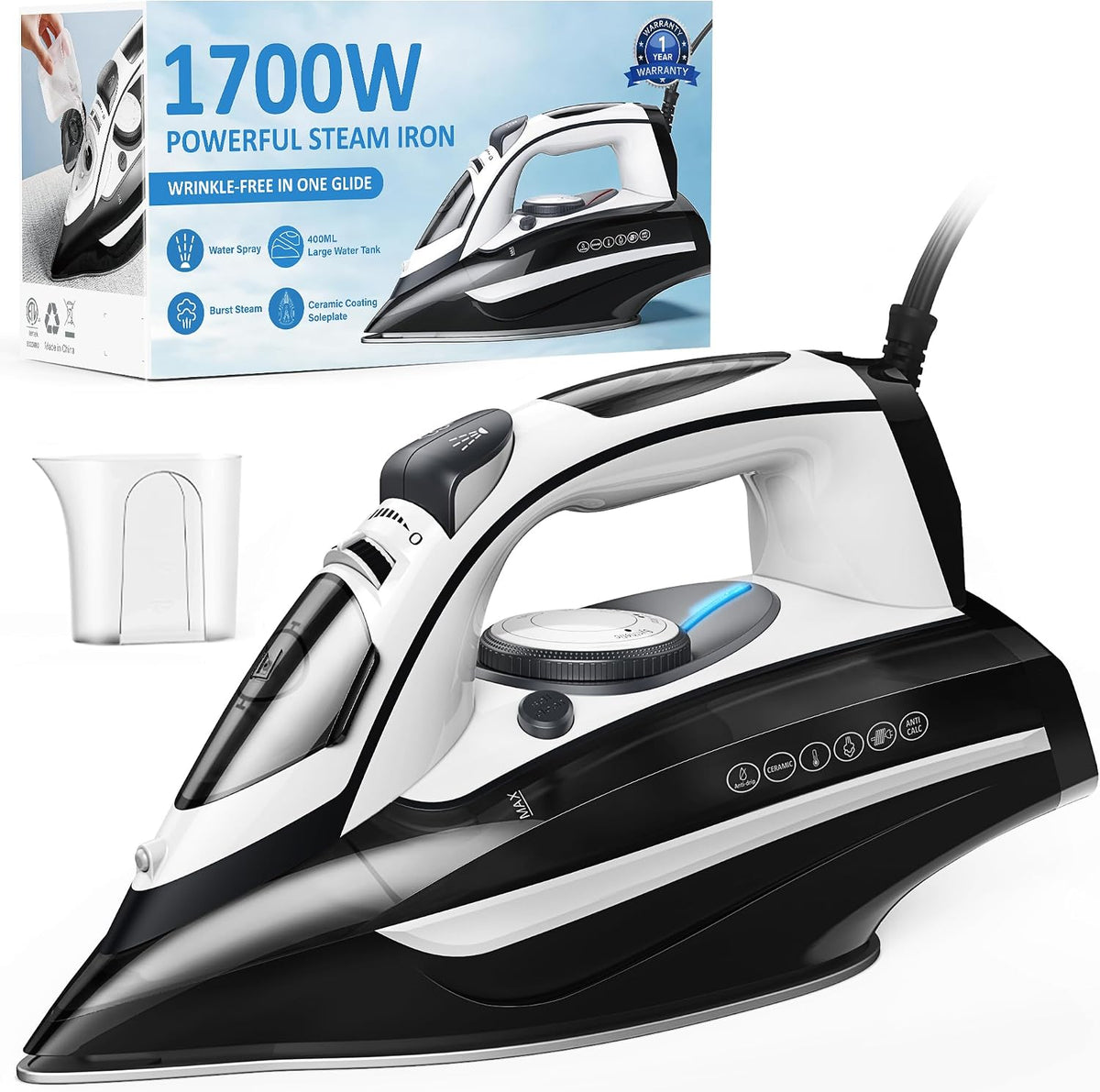 Steam Iron for Clothes 20s Rapid Heating,Iron for Vertical Steaming