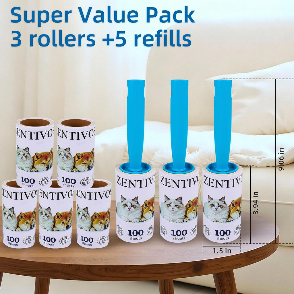 Strong 800-sheet lint Roller removes Dog & cat Fur
