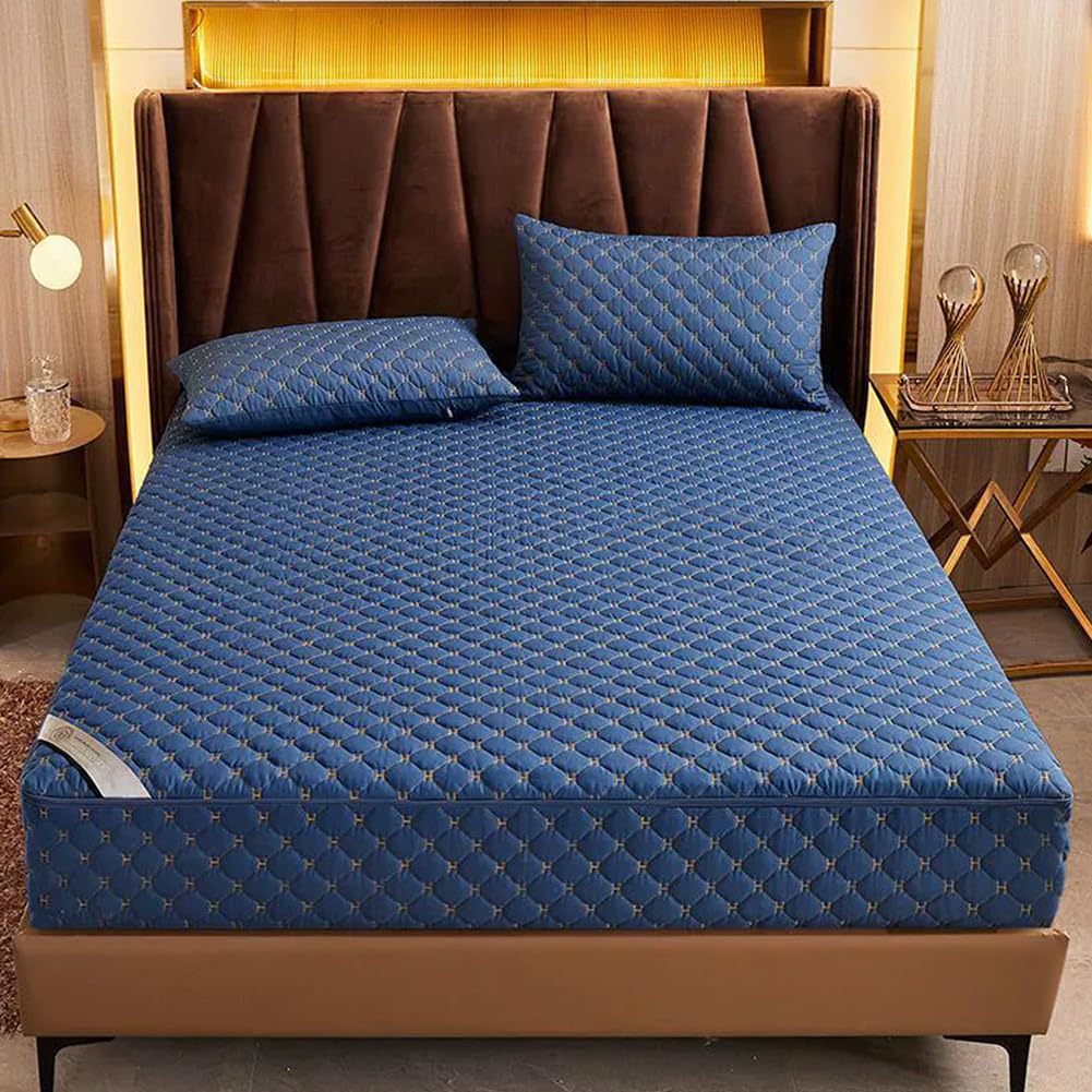 Grey/a,150x200+15cm, Customizable Full Zip Mattress Protector Cover Breathable&Anti Dust Mattress Encasement Cover Double/King Comfortable Fitted Sheet Mattress Cover Washable