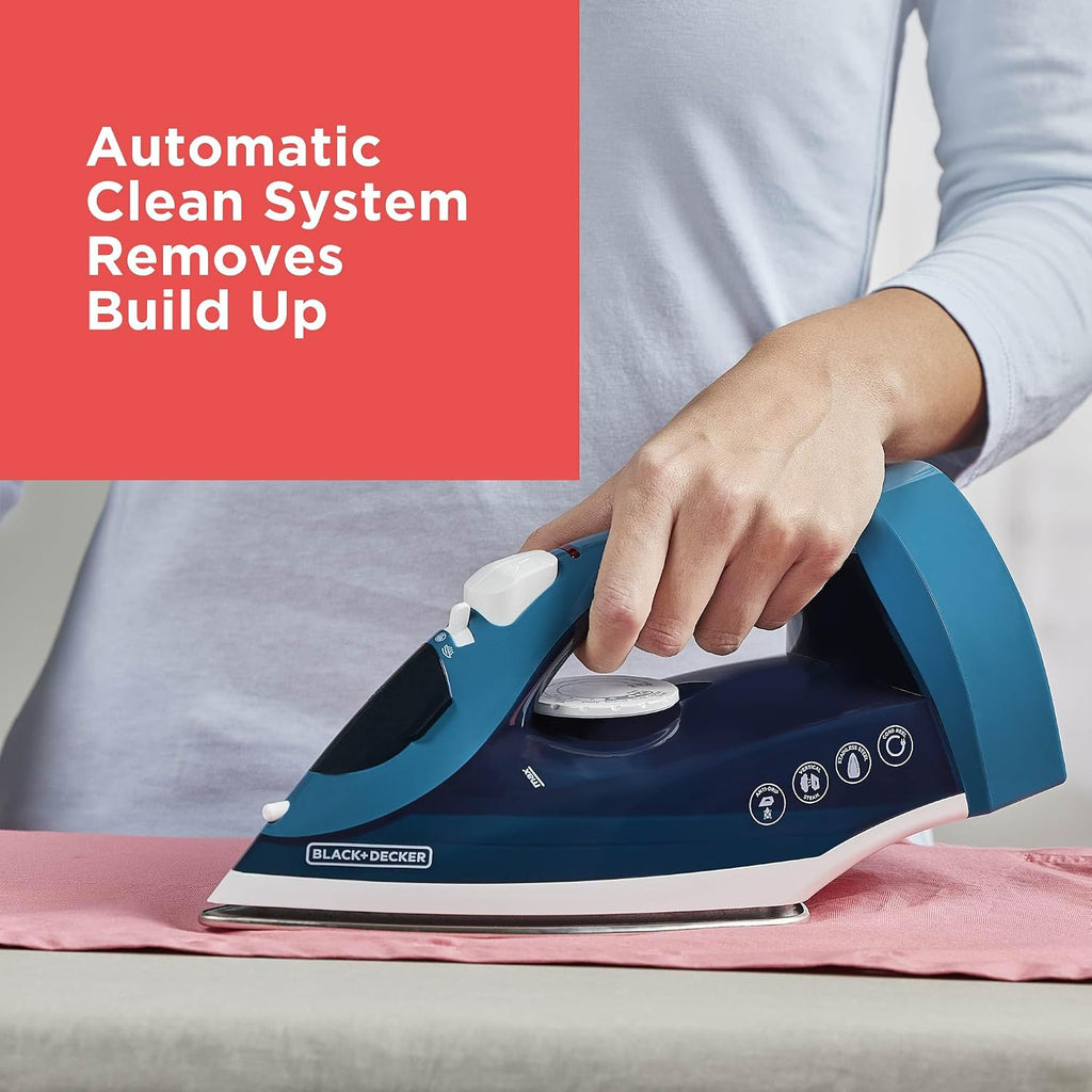 BLACK+DECKER Steam Iron for Clothes with Retractable Cord