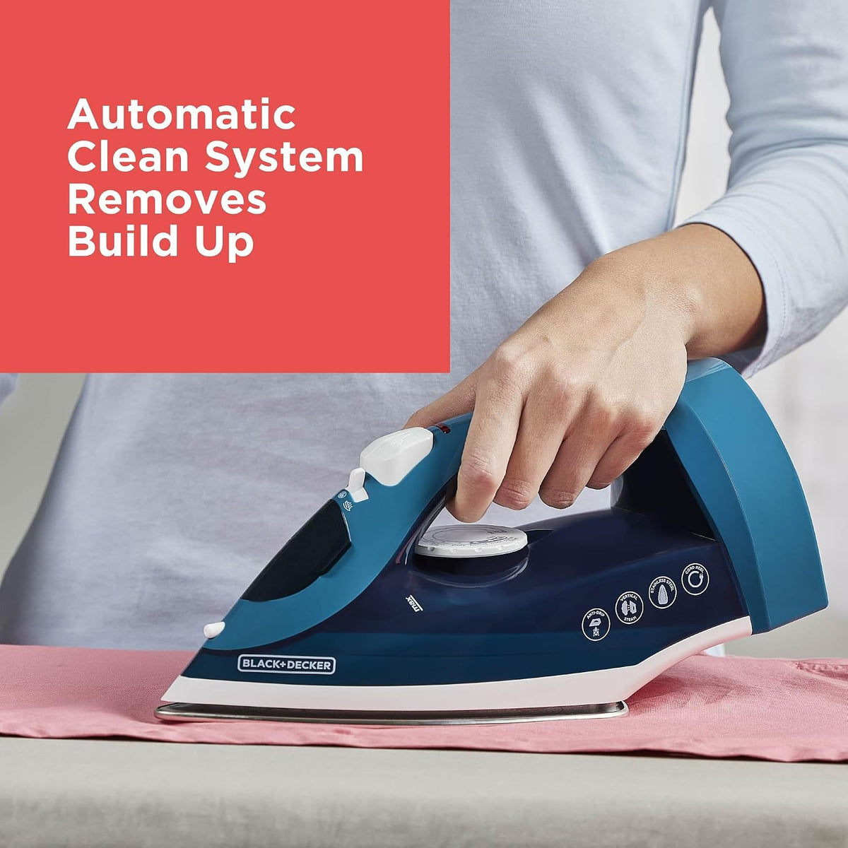 BLACK+DECKER Steam Iron for Clothes with Retractable Cord