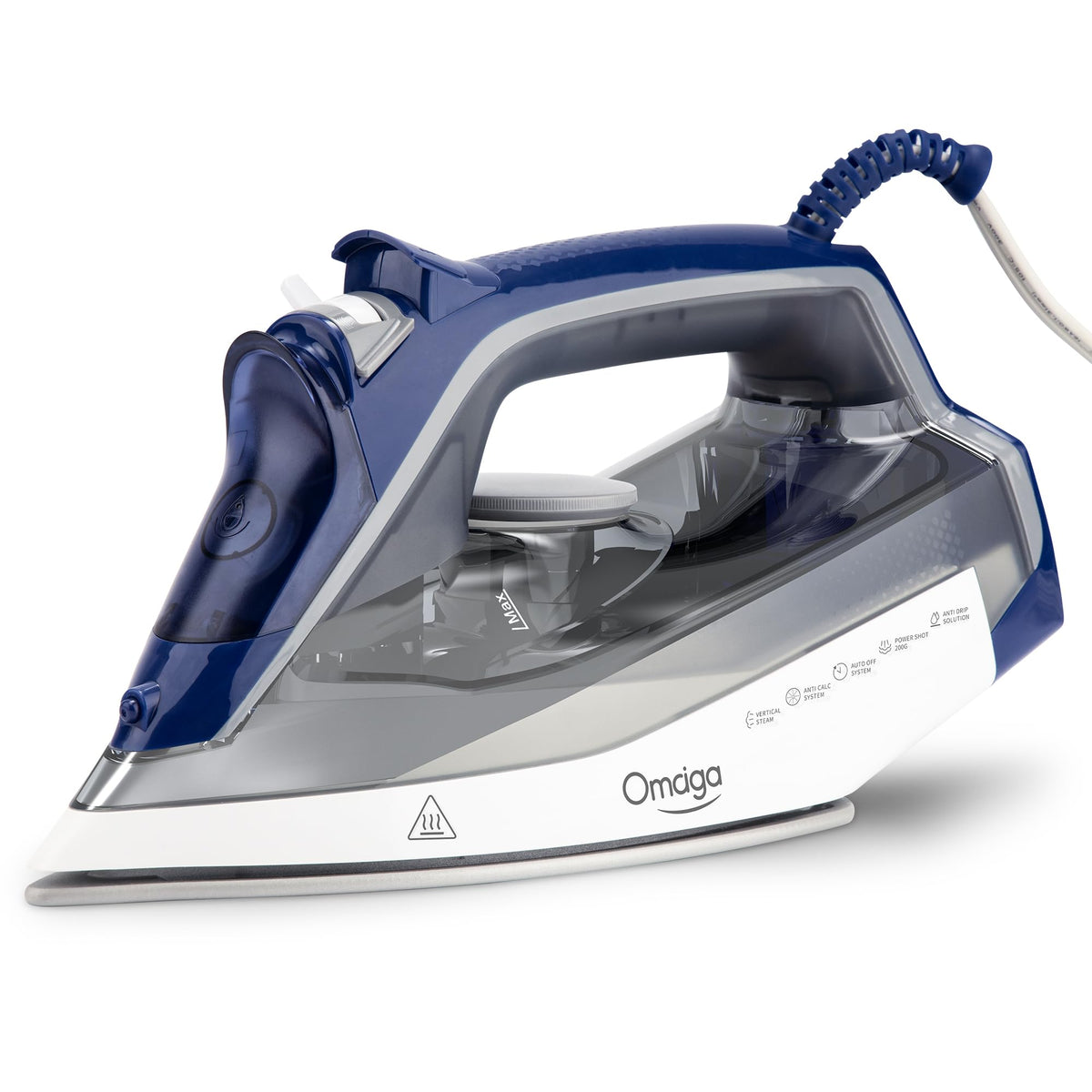 OMAIGA Steam Iron for Clothes, 1500W Iron with Rapid Heating, Non-Stick Ceramic Soleplate, Burst of Steam, Self-Cleaning, Auto-Off, Anti-Drip, 11.84oz Water Tank Ironing Clothes for Home, Black