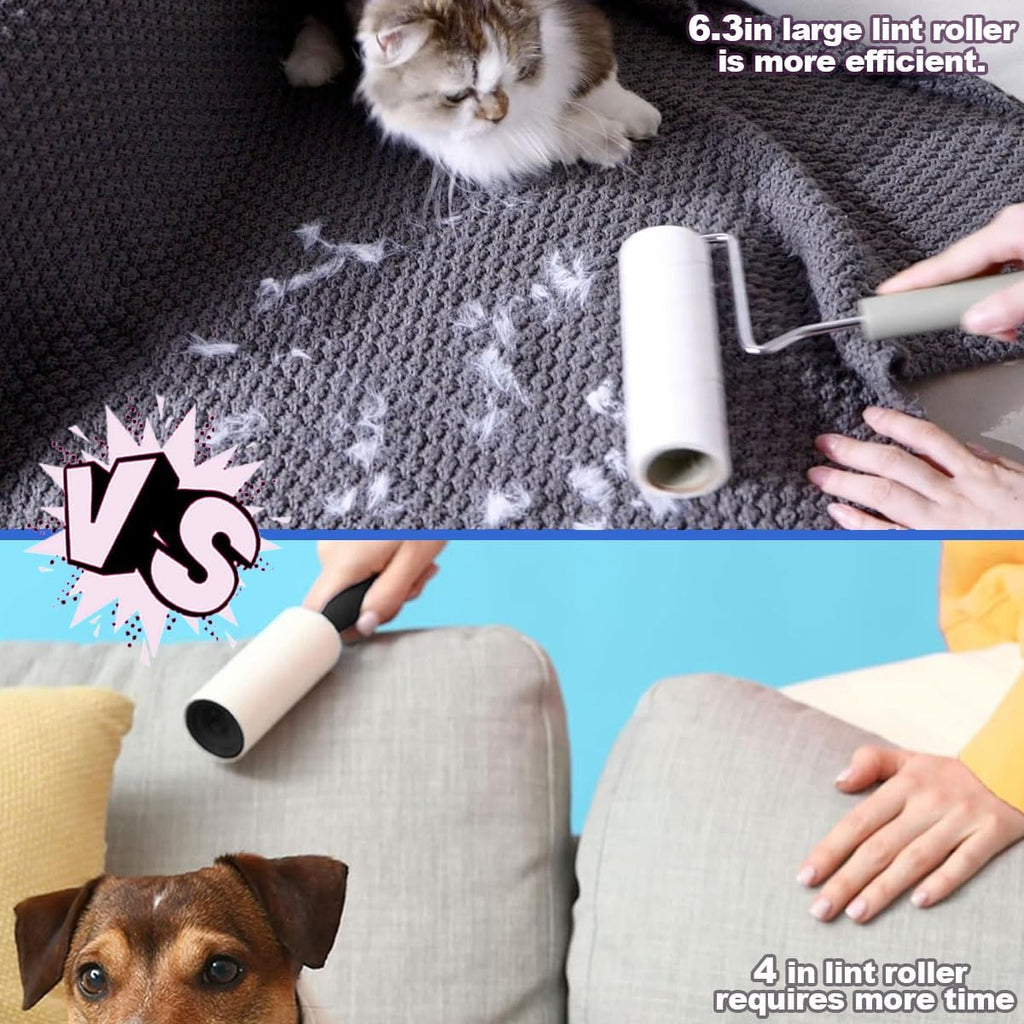 Large Lint Rollers for Pet Hair Extra Sticky，6.3'' Wide Remover