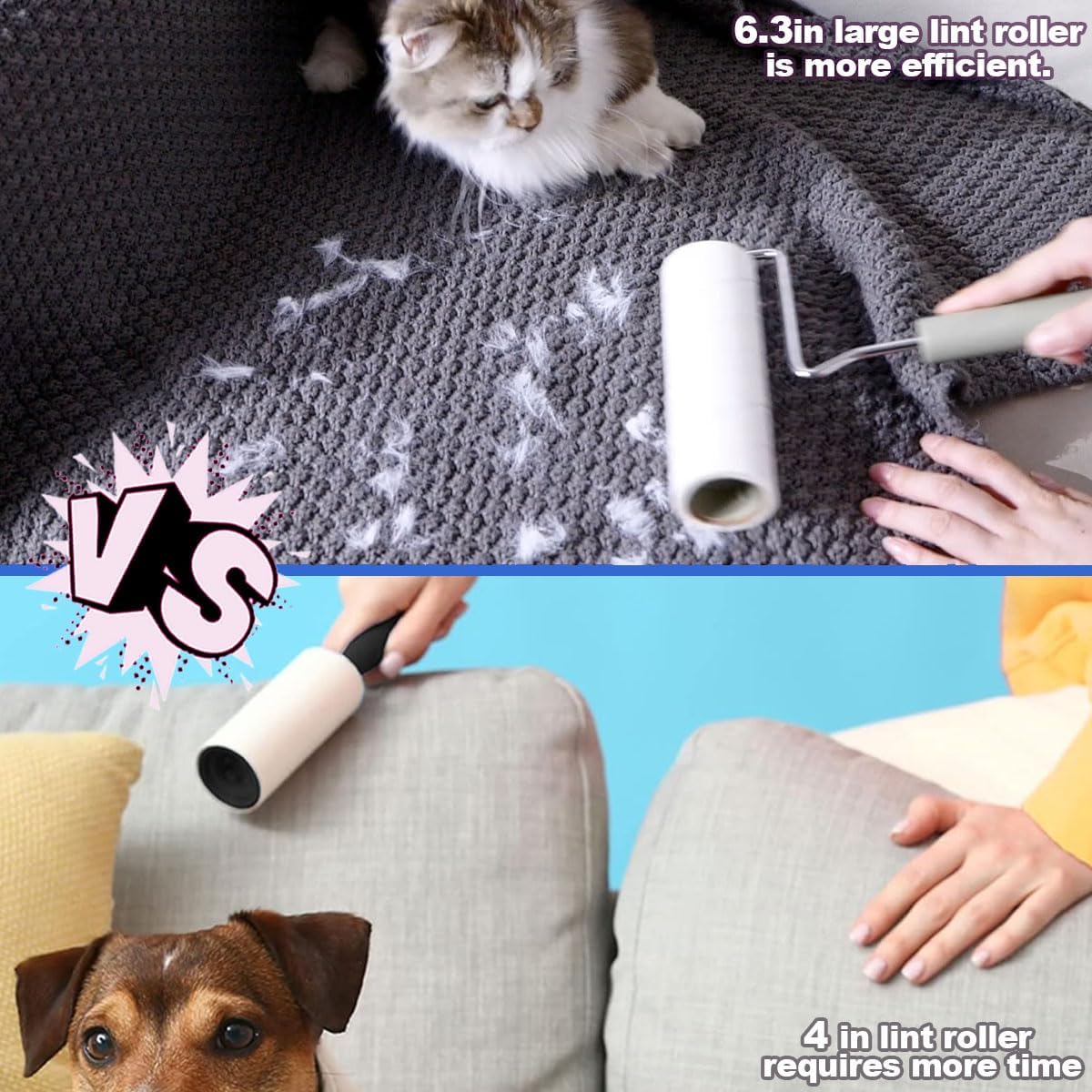 Large Lint Rollers for Pet Hair Extra Sticky，6.3'' Wide Remover