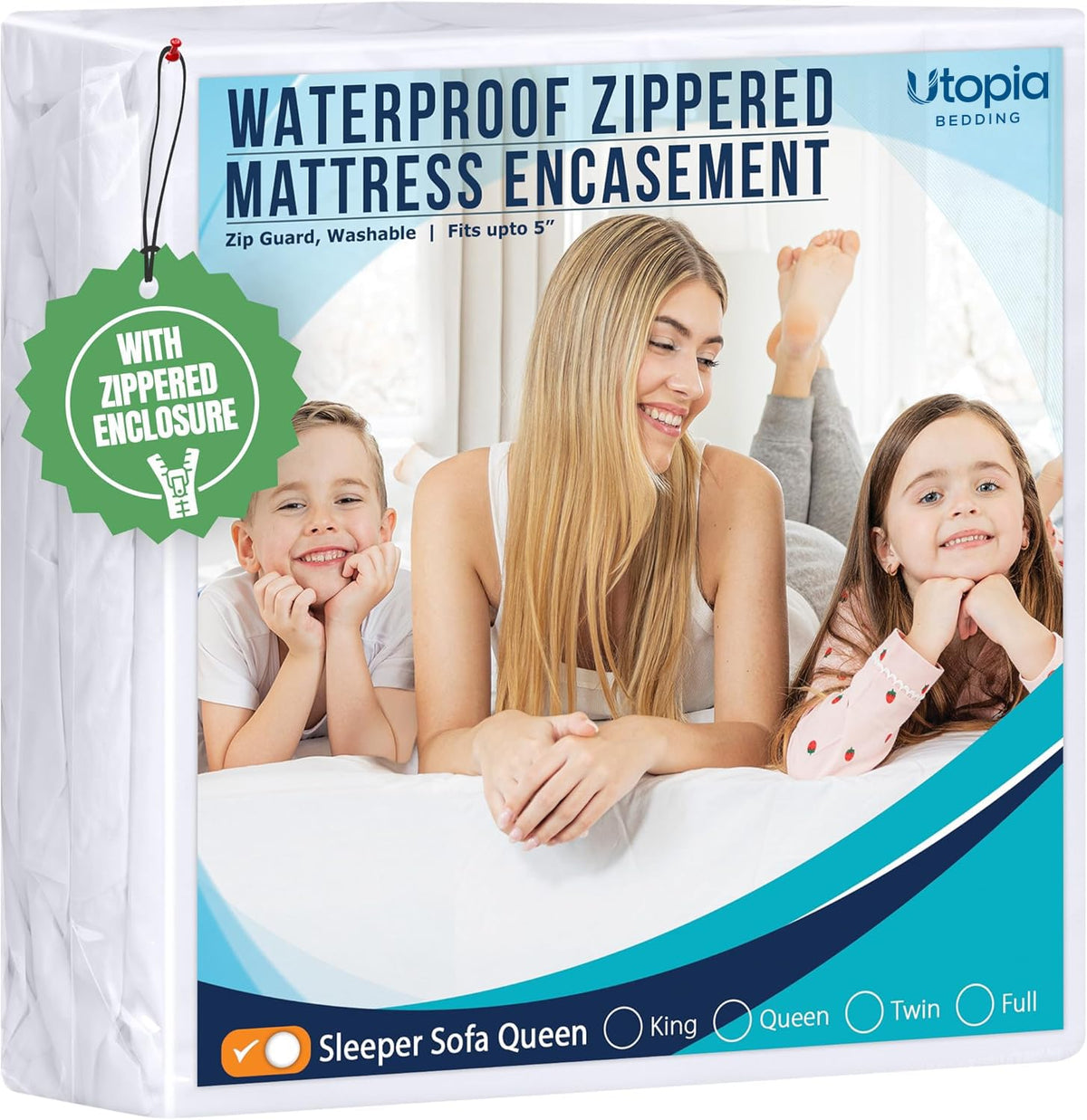 Utopia Bedding Waterproof Mattress Protector Queen Size, Zippered Mattress Encasement Bed Bug and Dust Mite Proof, Absorbent Six-Sided Mattress Cover
