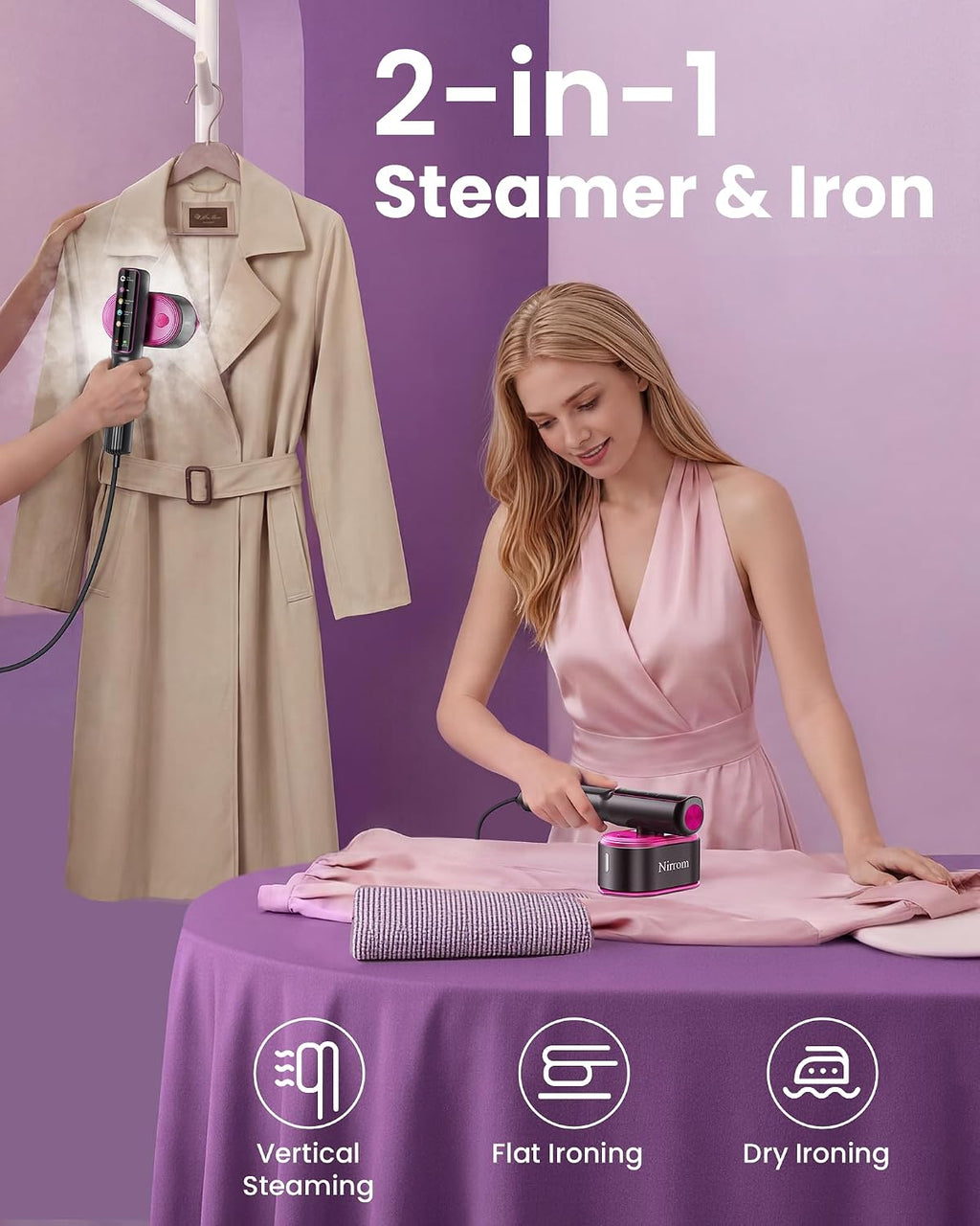 Travel Steamer for Clothes, 110-240V Dual Voltage Portable Steamer