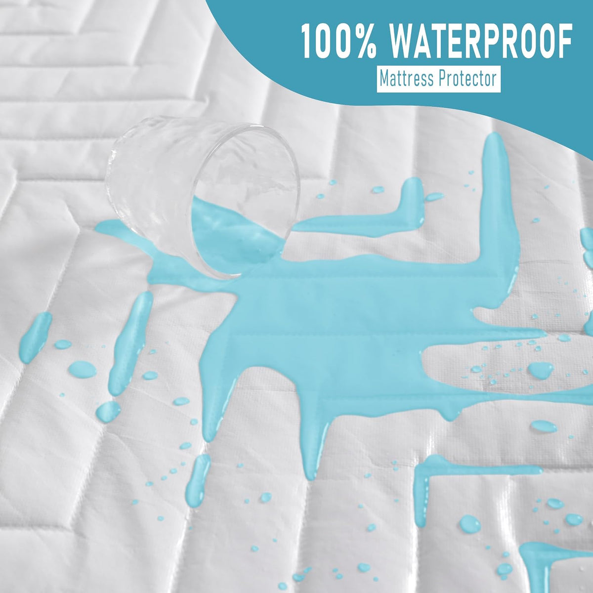 Quilted Waterproof Mattress Protector - Queen Size 15" Deep Pocket Fitted Sheet, Ultra-Soft Breathable and Machine Washable Mattress Pad Cover - White