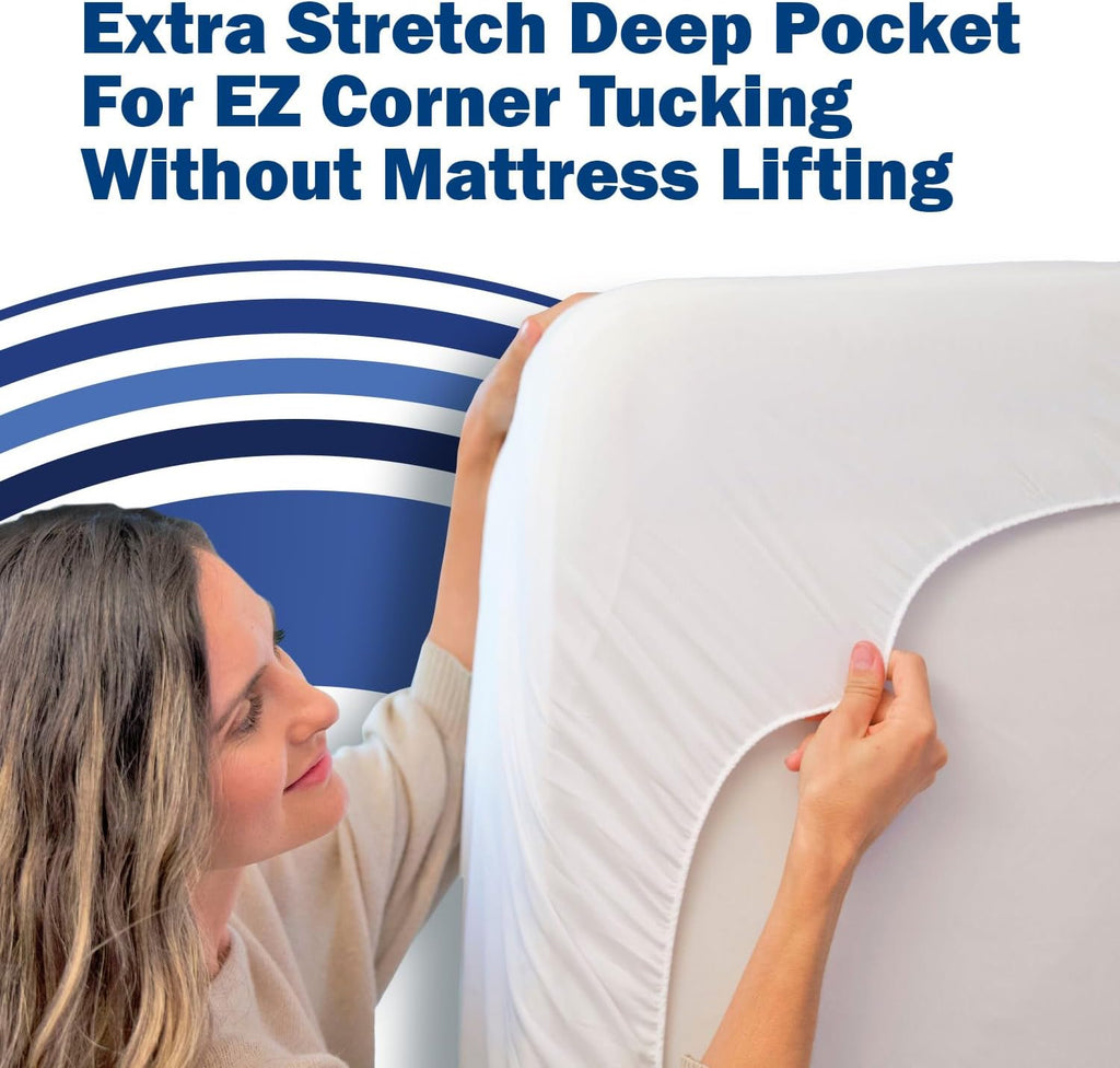 CleanRest Waterproof Mattress Fitted Sheet Protector, Ultimate Defense Against Spills and Wear, MicronOne Allergen Barrier, Breathable, Chemical-Free, Fits Mattress Depths 12" to 21" (Twin)
