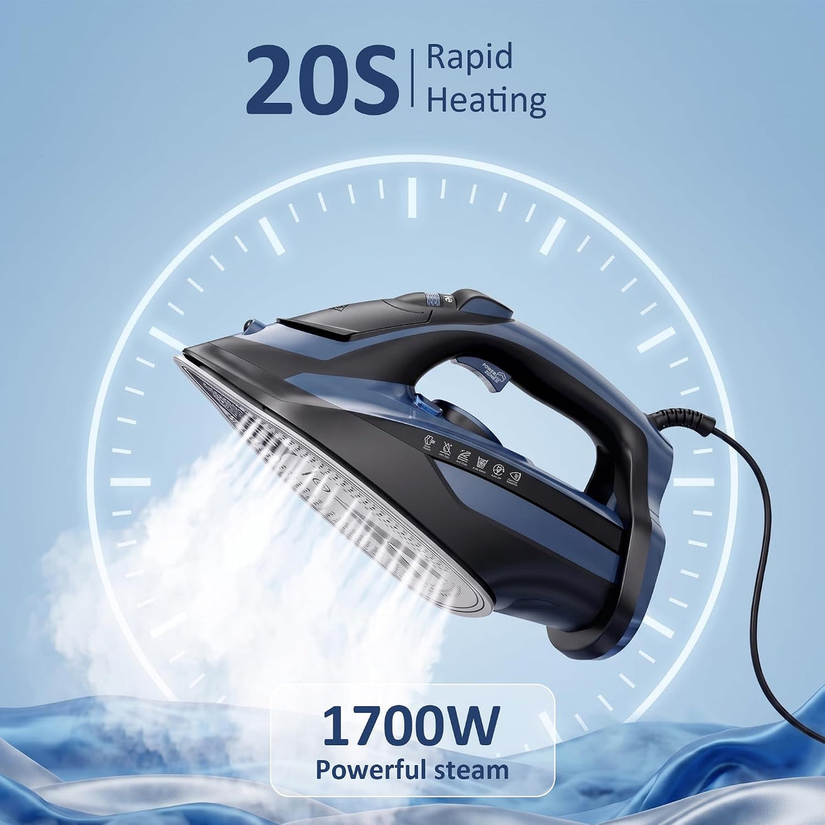 Steam Iron for Clothes 20s Fast Heating, Iron for Vertical Steaming