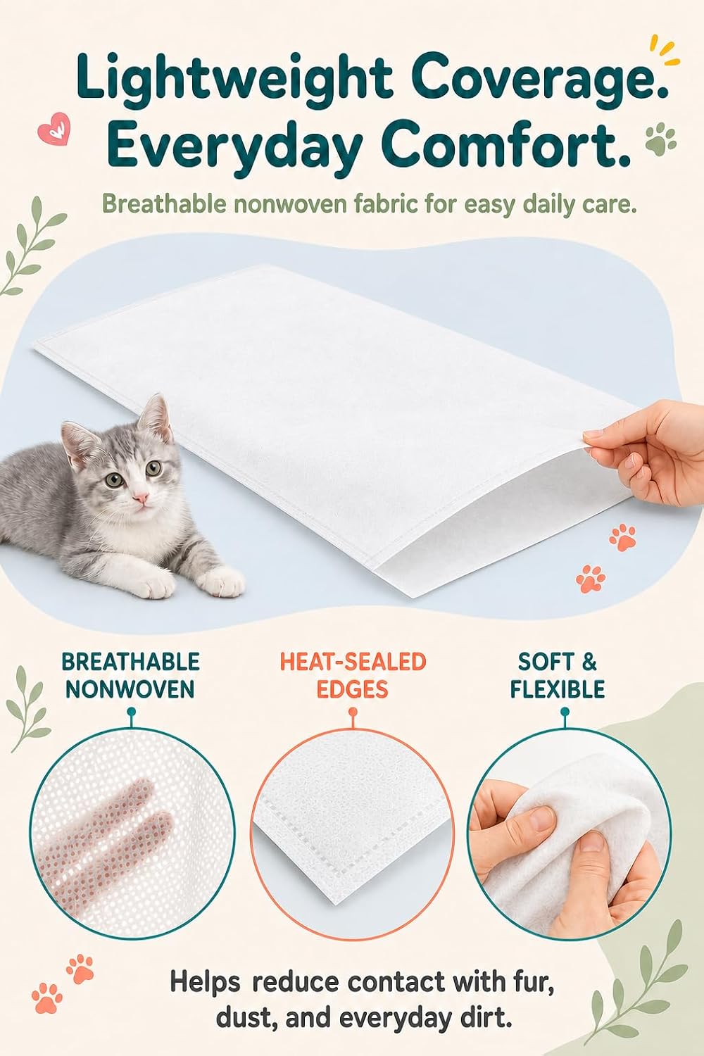 Disposable Dog Bed Covers, 21.7 x 33.5 in, 20 Pack