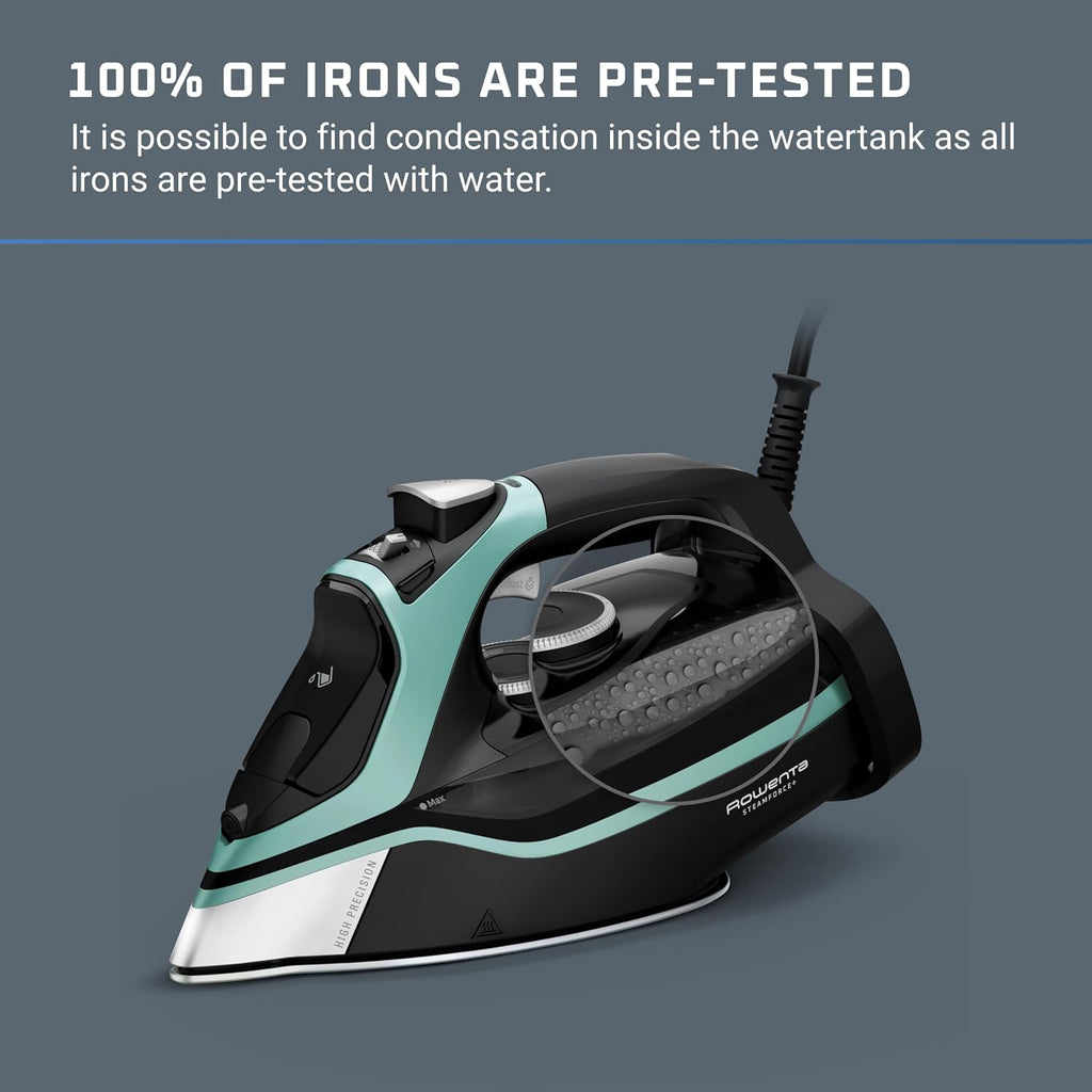 Rowenta Steam Force Stainless Steel Soleplate Steam Iron for Clothes, Anti-Drip Protection, 400 Microsteam Holes, 1800 Watts, Iron, Fabric Steamer, Garment Steamer for Clothes, Precision Tip, DW9440