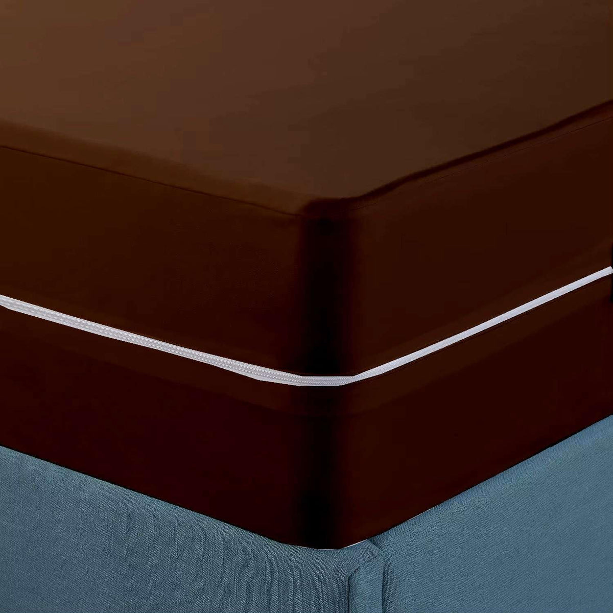 Zipper Fitted Sheet Queen 12" Deep Pocket Microfiber, Dark Grey