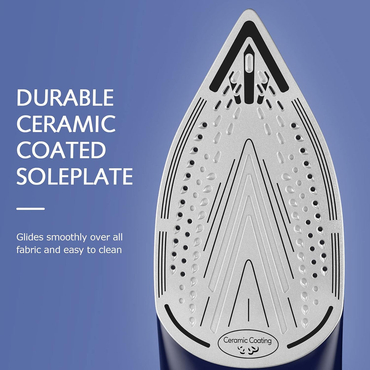 BEAUTURAL Steam Iron for Clothes with Ceramic-Coated Soleplate, 1500 Watts