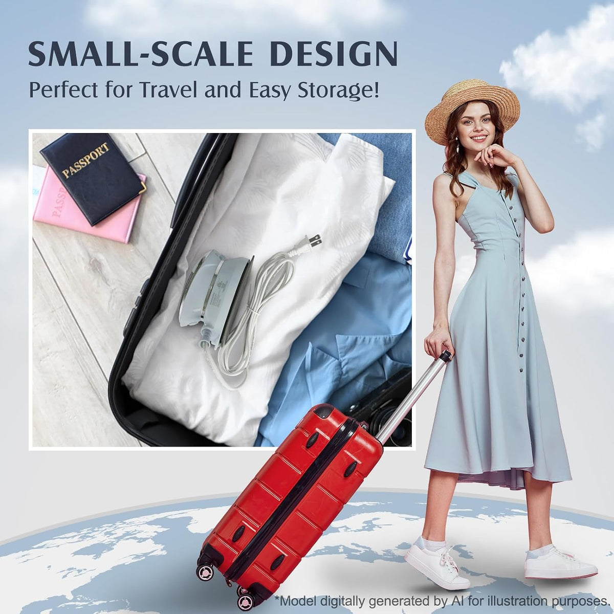 PIOMATIC Travel Iron Mini with Steam for Clothes with Dual Voltage