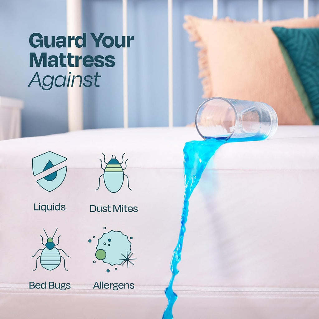 Linenspa Encasement Waterproof Mattress Protector — Zippered 360°, Queen