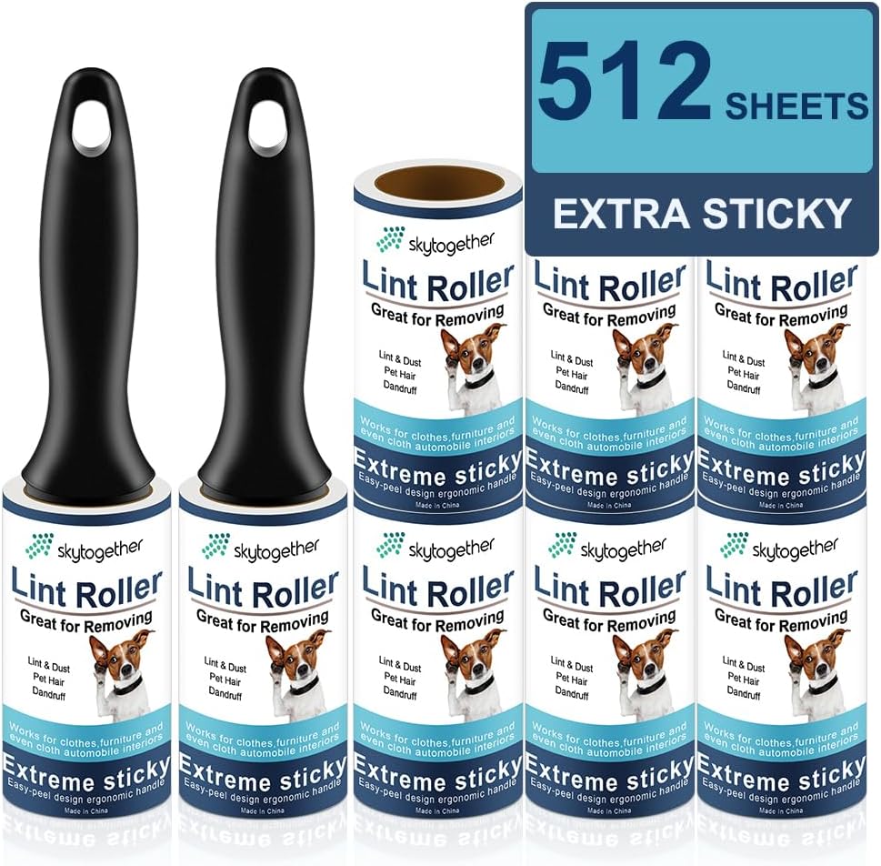 Lint Rollers for Pet Hair, 512 Sheets, 8 Refills + 2 Handles