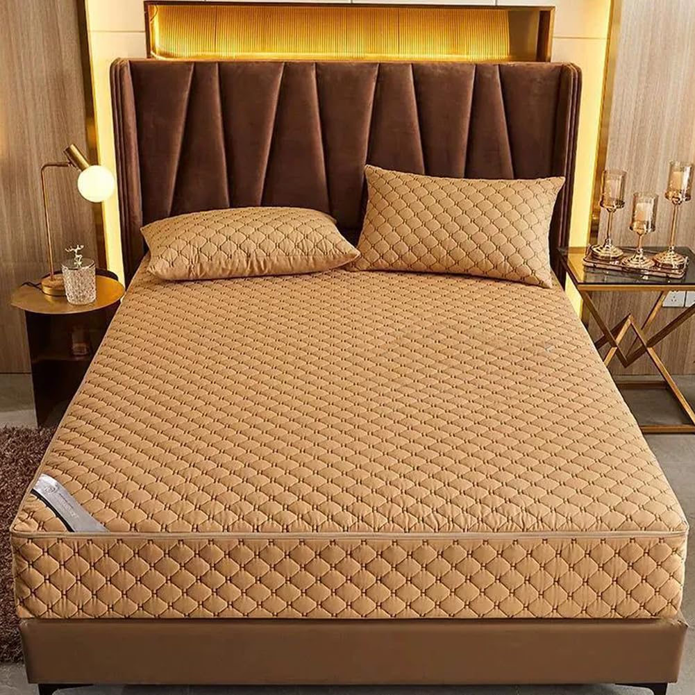 Grey/a,150x200+15cm, Customizable Full Zip Mattress Protector Cover Breathable&Anti Dust Mattress Encasement Cover Double/King Comfortable Fitted Sheet Mattress Cover Washable