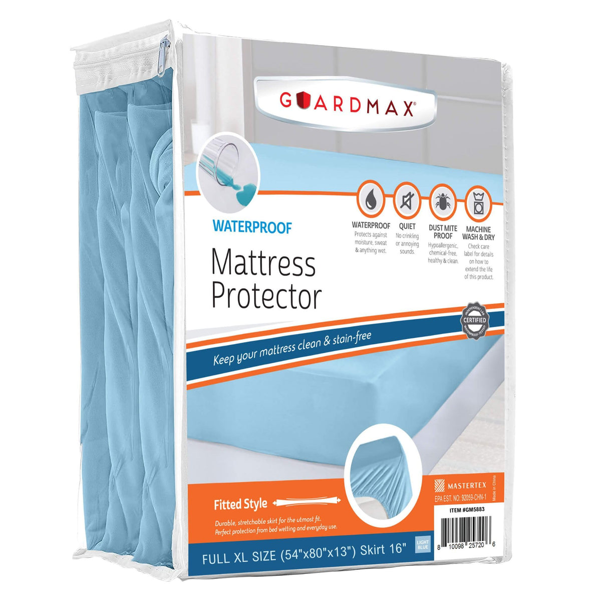 Guardmax Jersey Knitted Twin XL Size Mattress Protector - Waterproof & Dust Mite Proof Mattress Cover with Stretchable Pockets - Soft, Comfortable, & Noiseless Waterproof Fitted Sheet.(39 x 80 x 13)