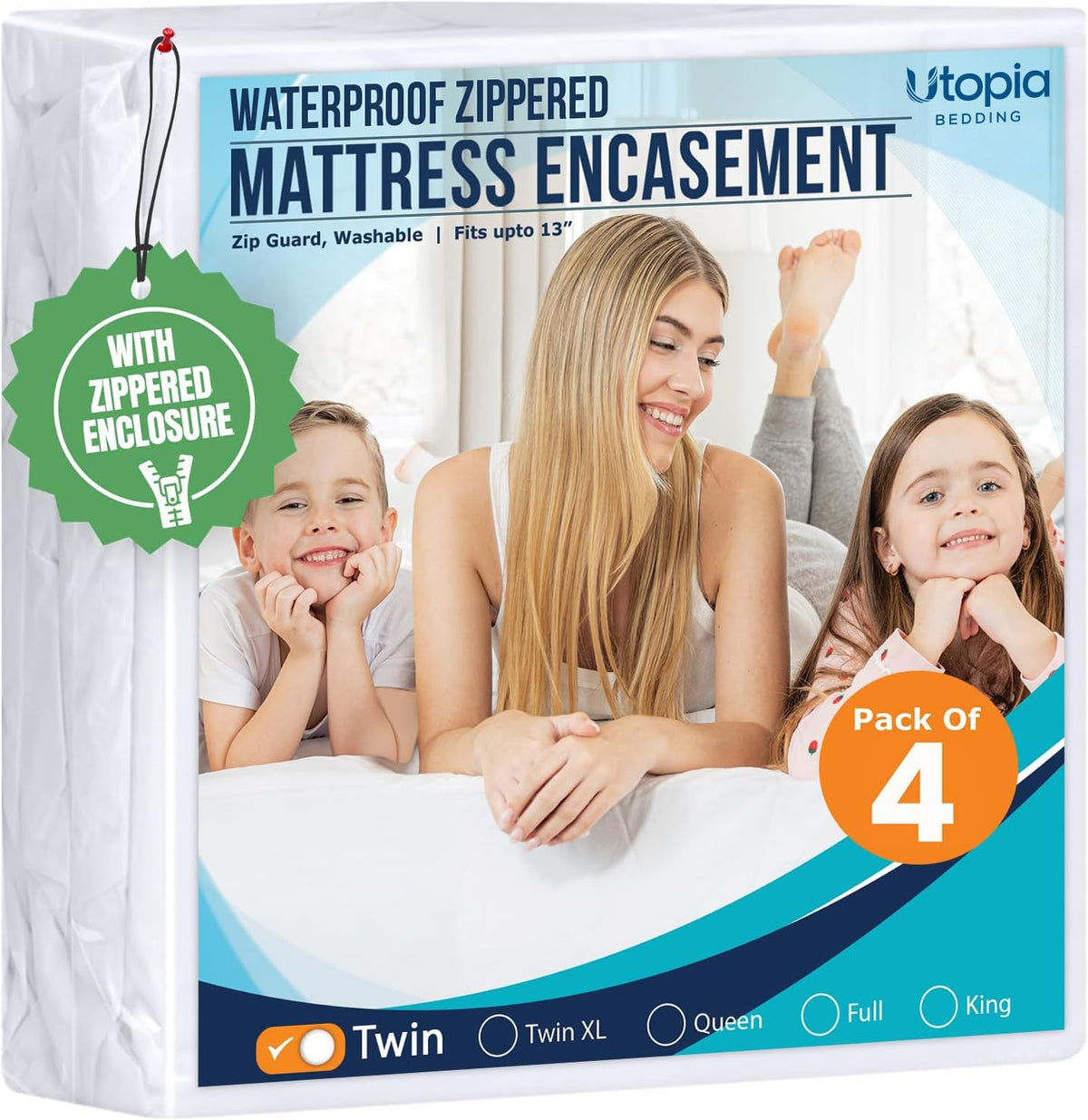 Utopia Bedding Waterproof Mattress Protector Queen Size, Zippered Mattress Encasement Bed Bug and Dust Mite Proof, Absorbent Six-Sided Mattress Cover