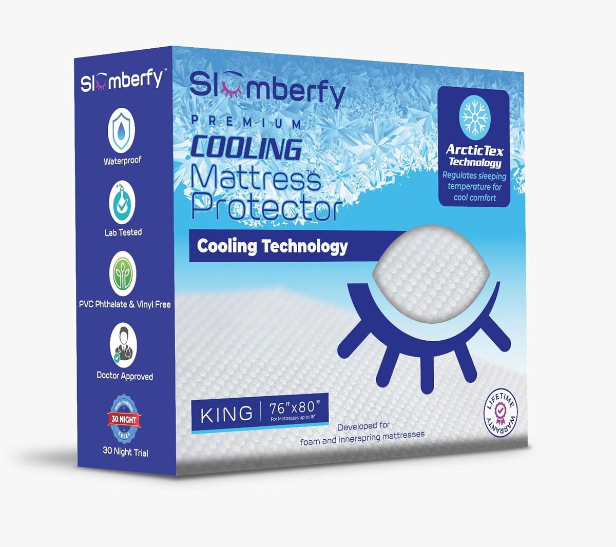 Queen Size Waterproof Cooling Mattress Protector by Slumberfy, 60x80 in