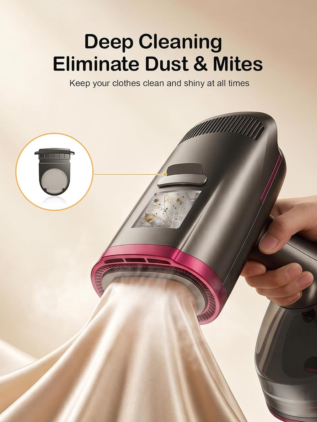 DRFLASH Vacuum Steamer for Clothes, 2 in 1 Handheld Steam Iron with Suction