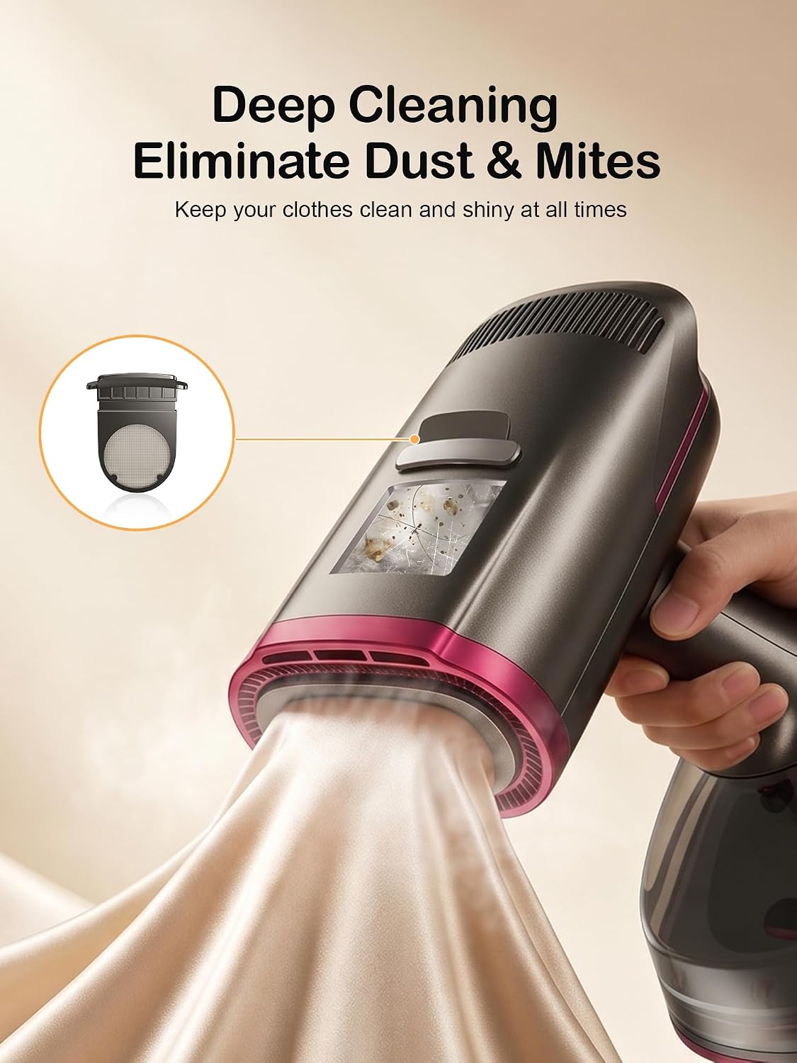 DRFLASH Vacuum Steamer for Clothes, 2 in 1 Handheld Steam Iron with Suction