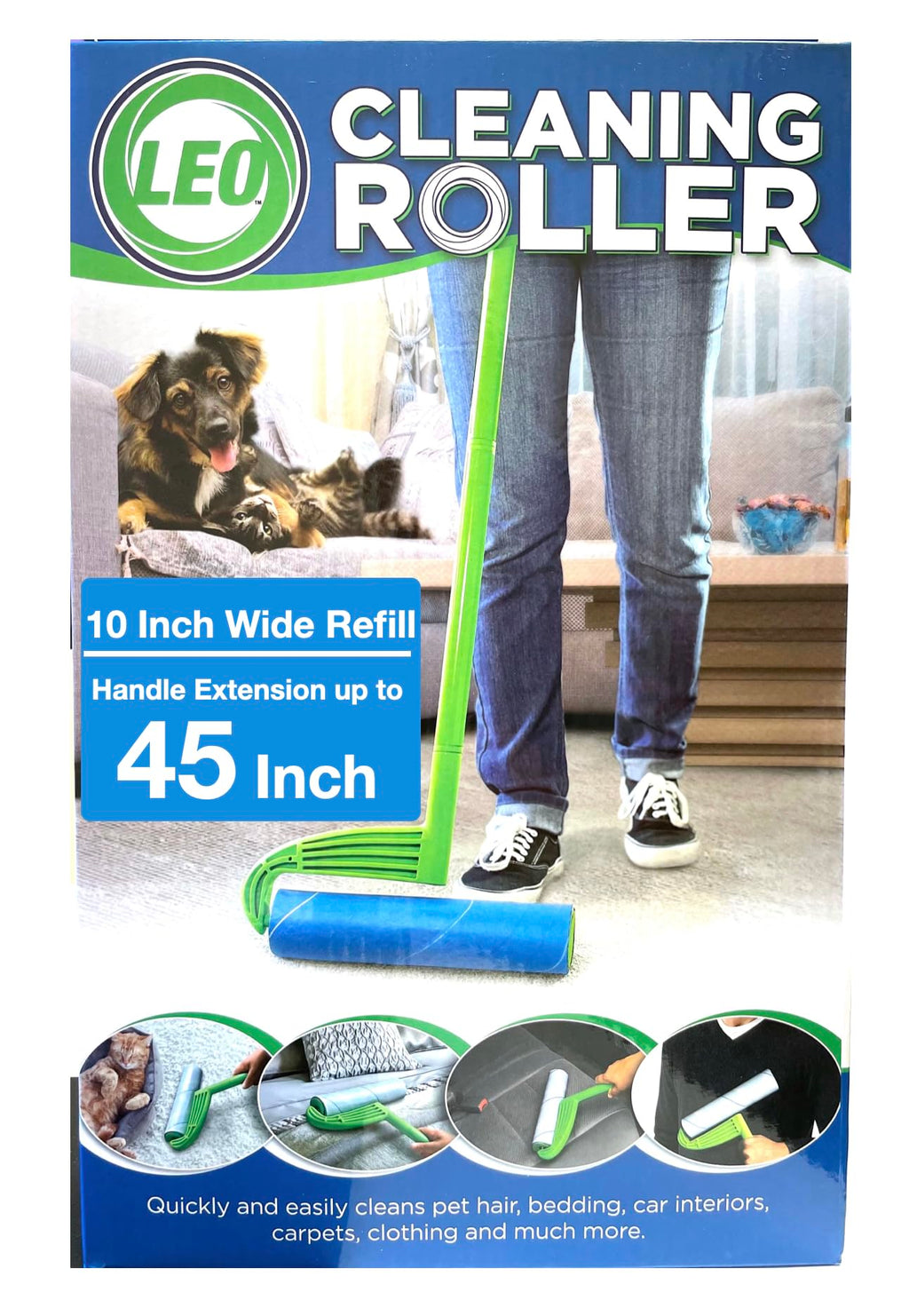 Leo 10-Inch Wide Lint Roller Refills, 6 Rolls with 50 Sheets Each (300 Sheets Total), Extra Sticky for Pet Hair, Carpet & Floor Cleaning