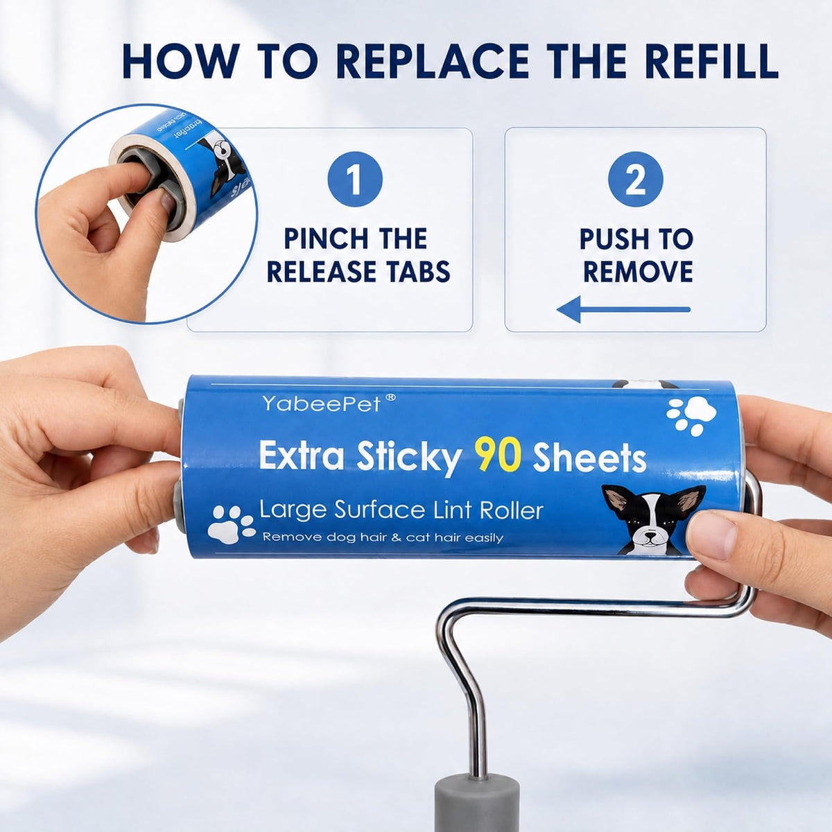 Extra Sticky Large Lint Roller Refills, 6.3'' Giant Lint Roller Refills for Pet Hair, Clothes&Furniture Cleaning, 540 Sheets in Total