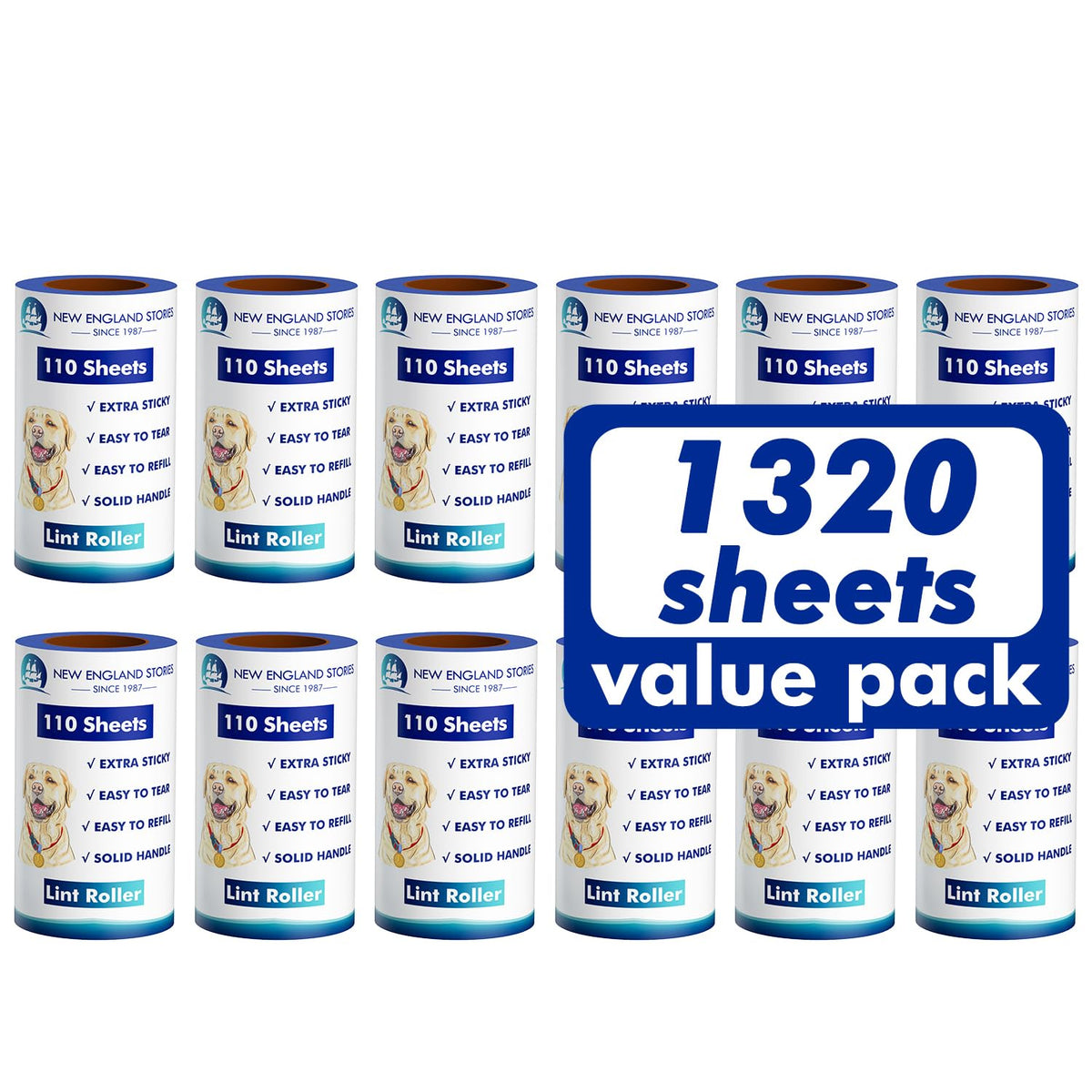 1200 Sheets Lint Roller with 6 Upgraded Handles (6 Rollers + 6 Refill), Mage Value Set Sticky Lint Rollers for Pet Hair, Portable Pet Hair Remover for Clothes, Furniture, Carpet, Dog and Cat