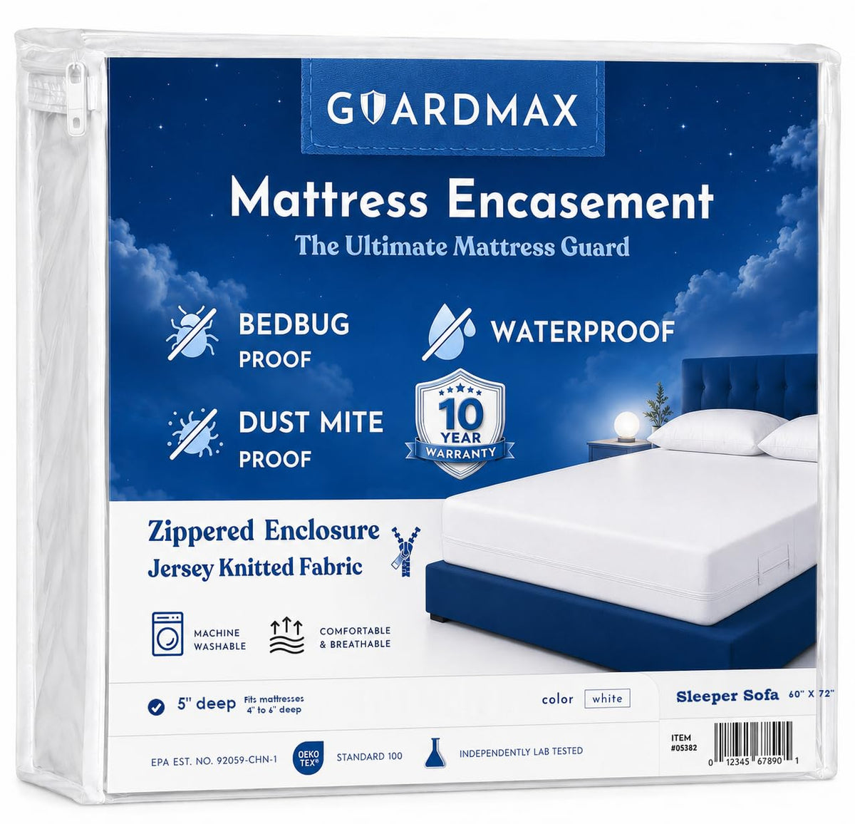 Guardmax Queen Mattress Protector Zippered, Bed Bug Mattress Cover