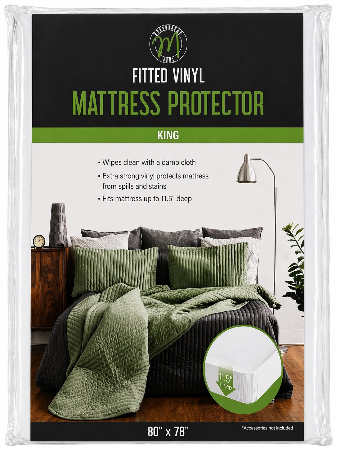 Home Expressions 4Gauge Vinyl Plastic Mattress Protector Fitted Sheet Style Waterproof Mattress Cover Breathable and Spill Protection Fits a Mattress Up to 11.5" Deep (Queen 80" x 60" x 11.5 Deep)