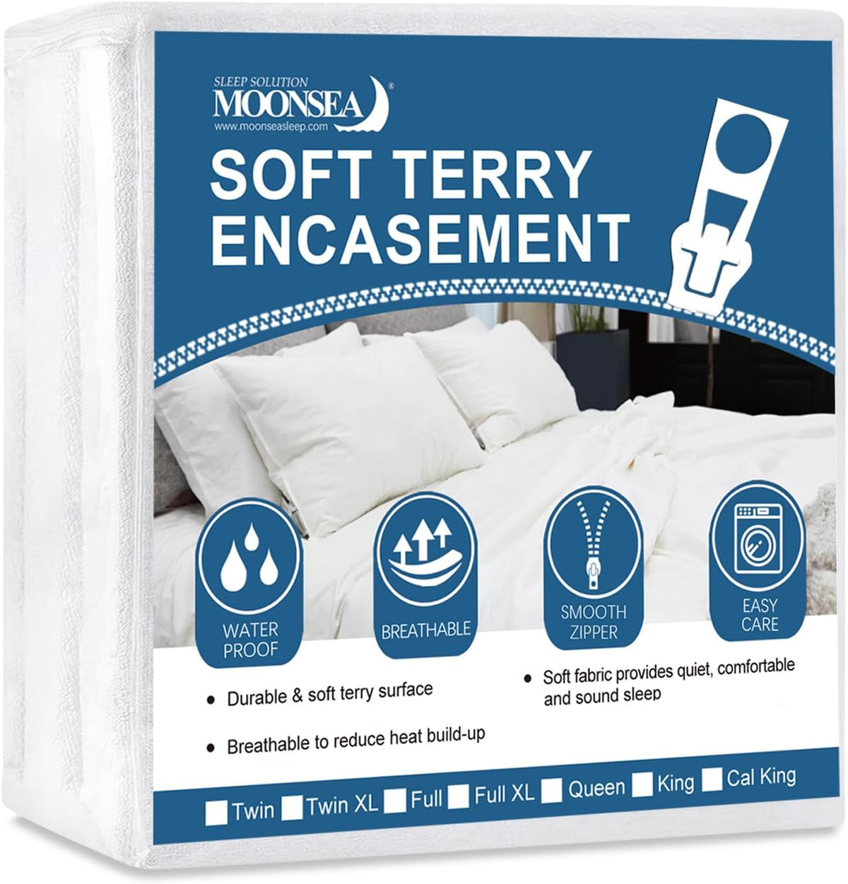 Queen Mattress Protector Zippered,Soft Terry Surface Mattress Encasement