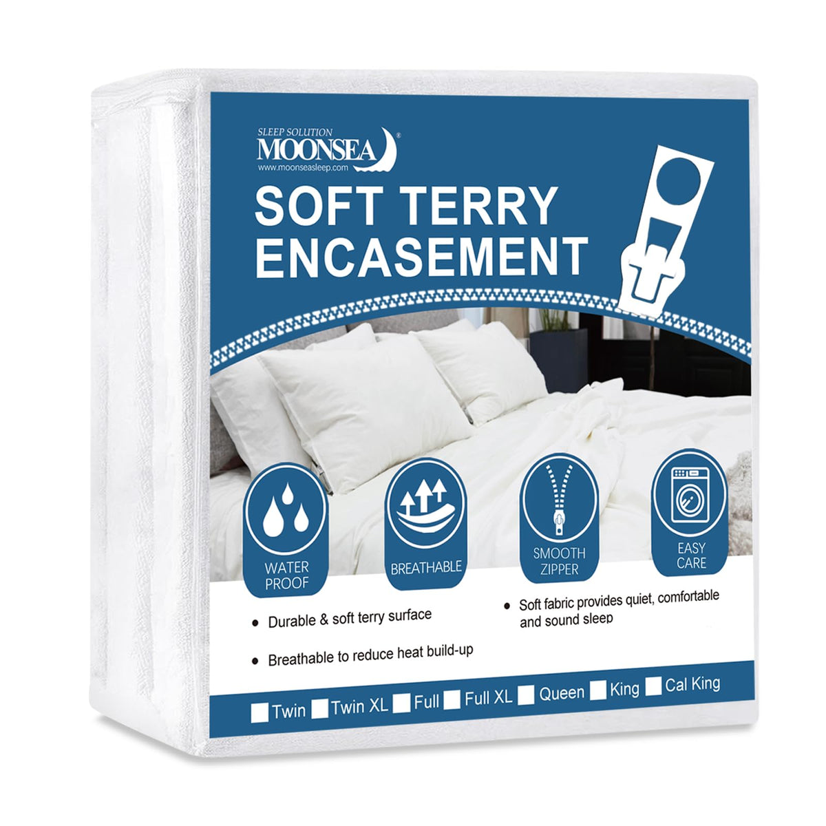 Queen Mattress Protector Zippered,Soft Terry Surface Mattress Encasement
