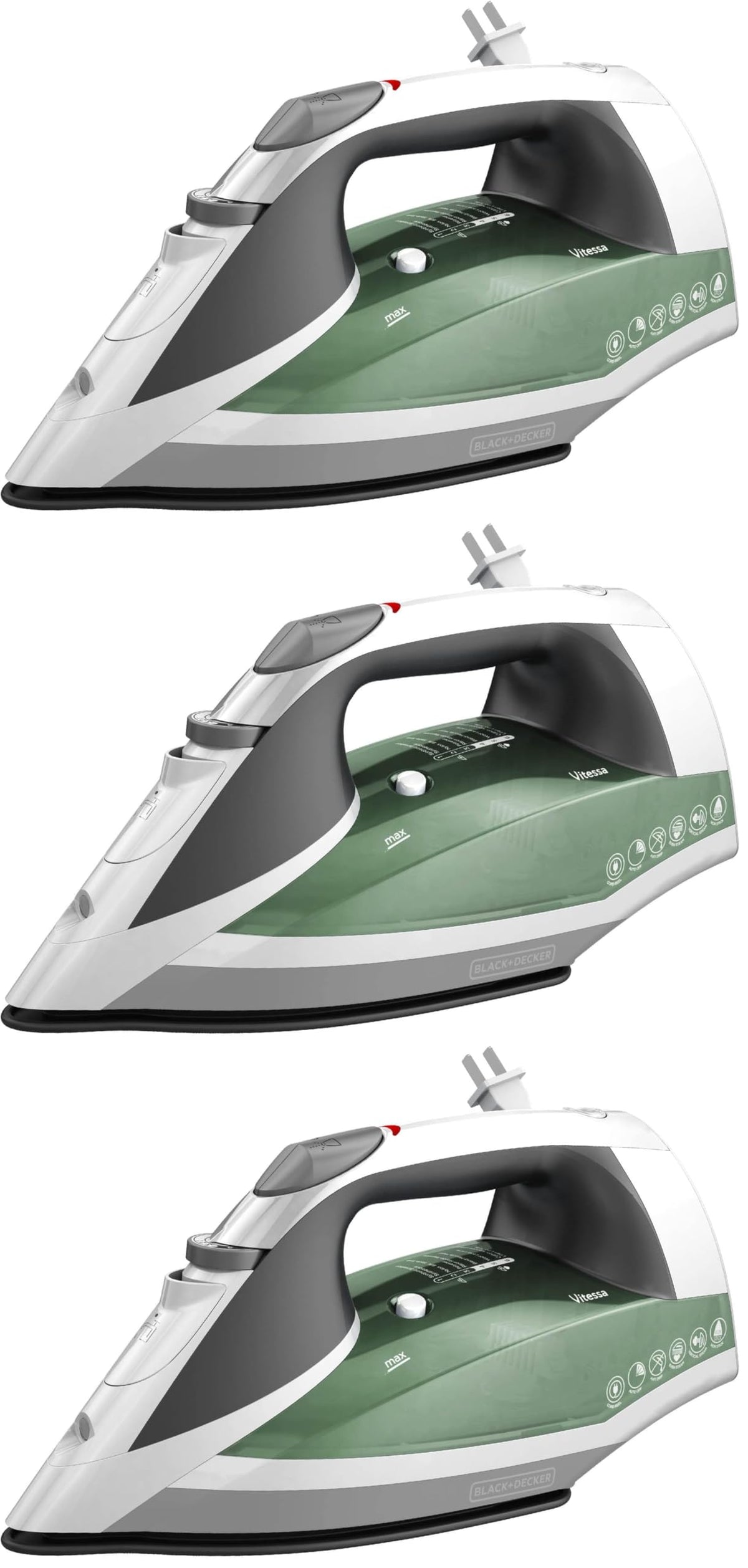 BLACK+DECKER Vitessa Advanced Steam Iron, ICR2020, Even Steam Nonstick Soleplate, Auto Shutoff, Tangle-Free Retractabel Cord, Green