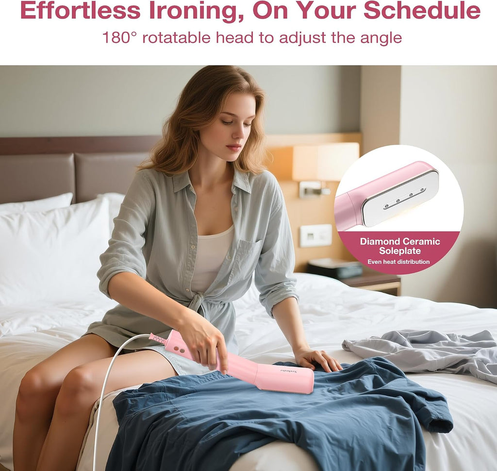 Newbealer 100-240V Clothes Steamer, 2in1 Travel Iron, 2 Steam Levels, 90ml
