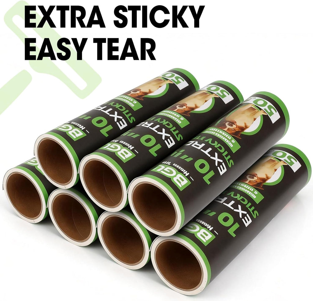10 Inch Lint Roller Refills, 6 Rolls 300 Sheets Large Lint Rollers for Pet Hair Extra Sticky, Easily Remove Carpets, Clothes, Couch and Curtains Dust (Not Include Lint Roller Handle)
