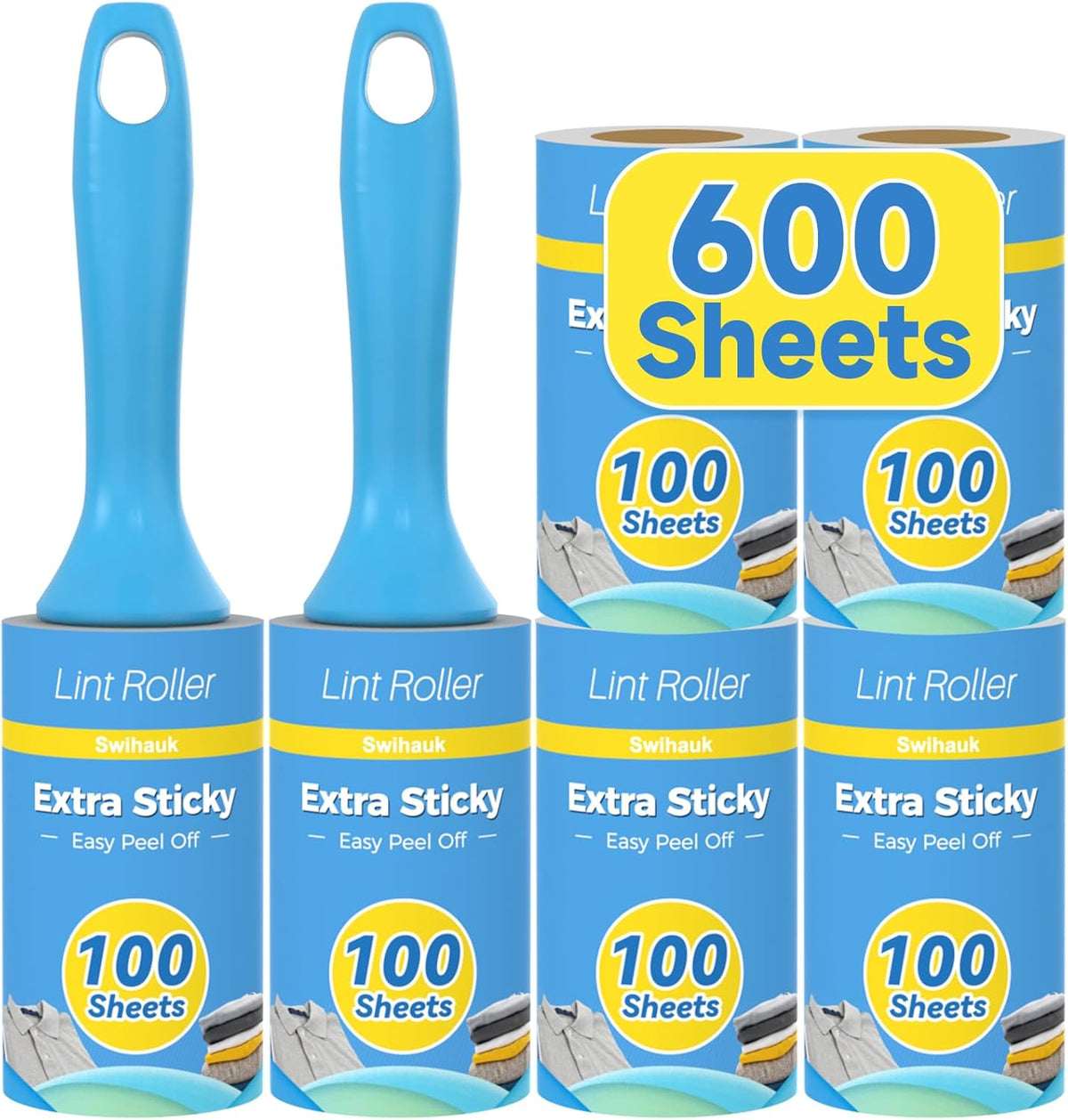 Swihauk 600 Sheets Extra Sticky Lint Rollers for Pet Hair