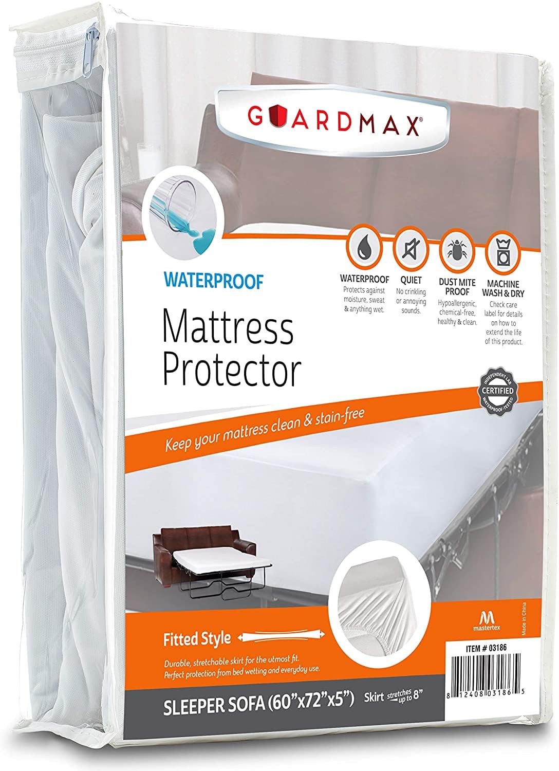 Guardmax Jersey Knitted Twin XL Size Mattress Protector - Waterproof & Dust Mite Proof Mattress Cover with Stretchable Pockets - Soft, Comfortable, & Noiseless Waterproof Fitted Sheet.(39 x 80 x 13)