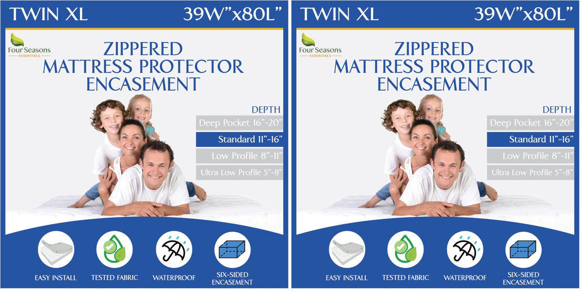 RV Short Queen Mattress Protector (60" Wx75 L) Waterproof Zippered Encasement Hypoallergenic Premium Bed Cover Protects Against Bedbugs Dust Allergies