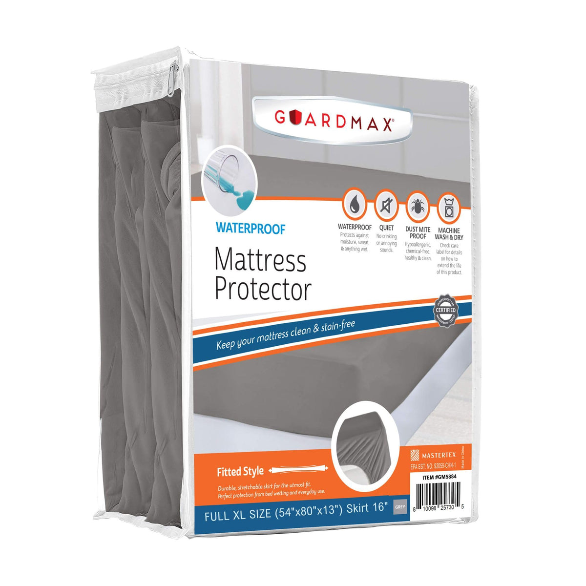 Guardmax Jersey Knitted Twin XL Size Mattress Protector - Waterproof & Dust Mite Proof Mattress Cover with Stretchable Pockets - Soft, Comfortable, & Noiseless Waterproof Fitted Sheet.(39 x 80 x 13)
