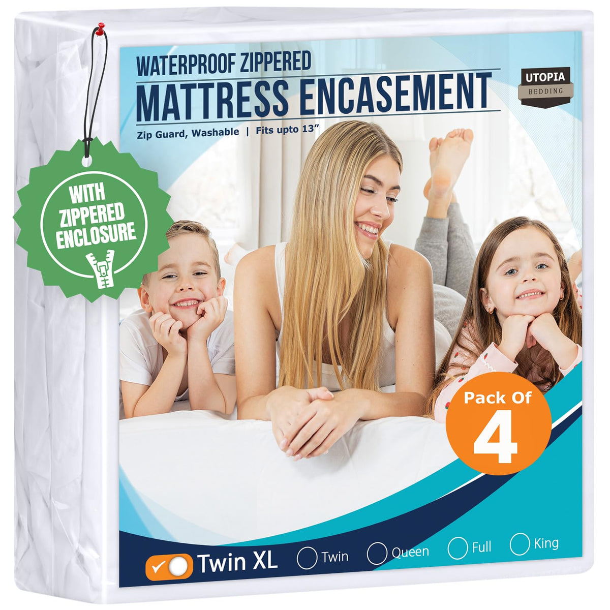 Utopia Bedding Waterproof Mattress Protector Queen Size, Zippered Mattress Encasement Bed Bug and Dust Mite Proof, Absorbent Six-Sided Mattress Cover