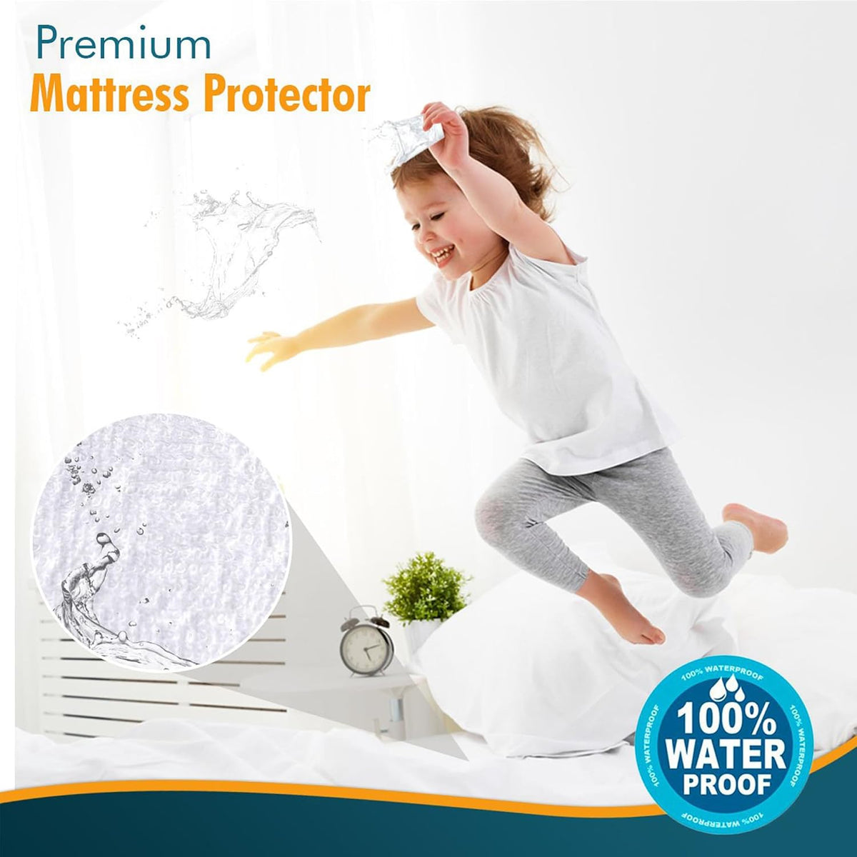 PlushDeluxe Waterproof Queen Mattress Protector, Terry Cotton