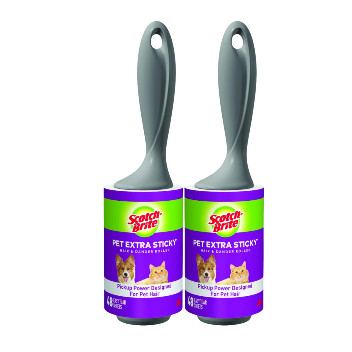 Scotch-Brite Pet Extra Sticky Lint Rollers 4 Rollers 48 Sheets Per Roller 192 Sheets Total