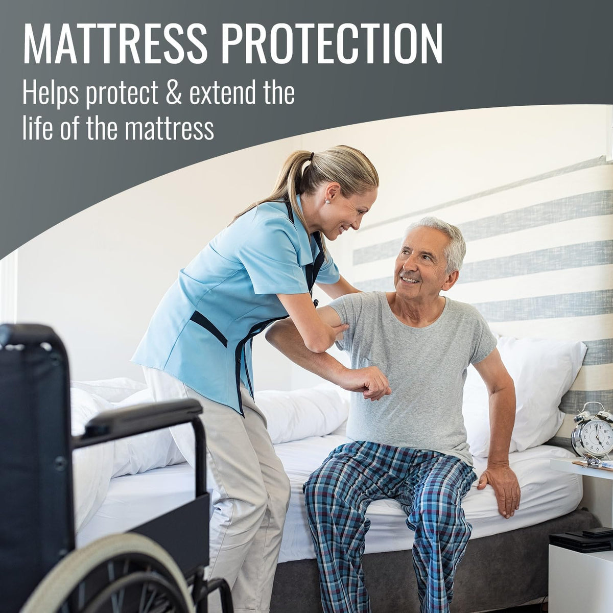 DMI Waterproof Mattress Protector, Mattress Pad/Cover, Bed Pad and Cover, Contoured Fitted Sheet, Queen (Packaging May Vary)