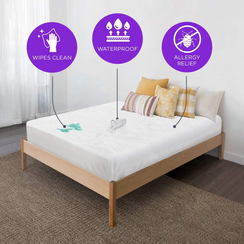 BLISSFORD Queen Plastic Mattress Protector, Heavy Duty Fitted Vinyl Cover