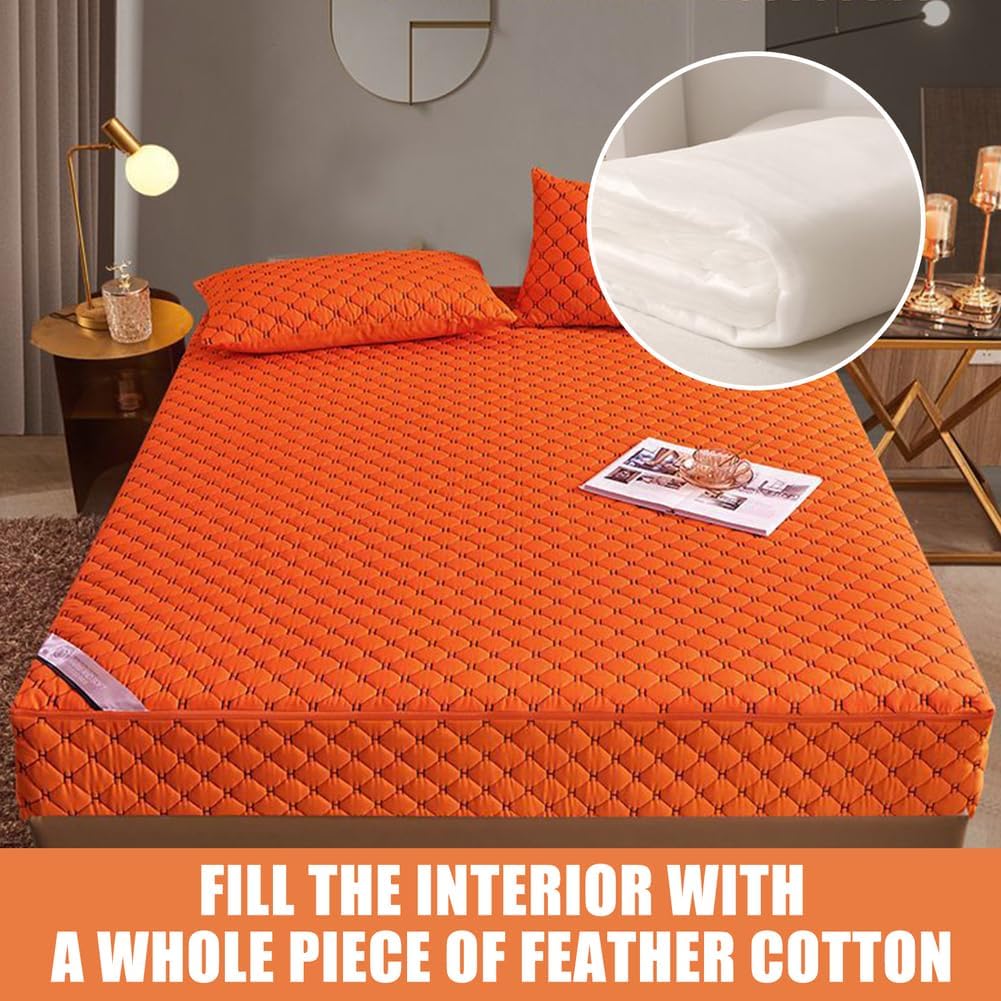 Grey/a,150x200+15cm, Customizable Full Zip Mattress Protector Cover Breathable&Anti Dust Mattress Encasement Cover Double/King Comfortable Fitted Sheet Mattress Cover Washable