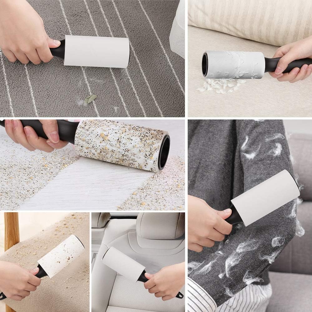 Lint Roller for Pet Hair - 480 Sheets, 4 Handles & 8 Refills, Easy-Peel Diagonal Cut, Strong Adhesive for Clothes, Furniture, Car, Dog & Cat Hair Remover