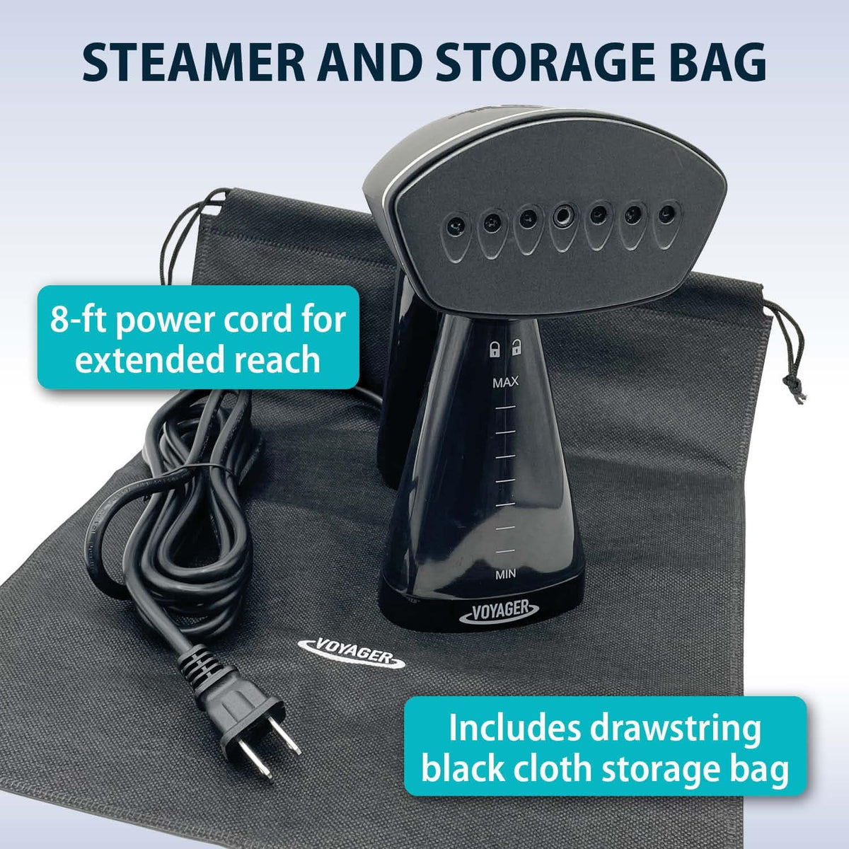 Voyager Cloud Handheld Clothes Steamer, 1650W, Matte Black