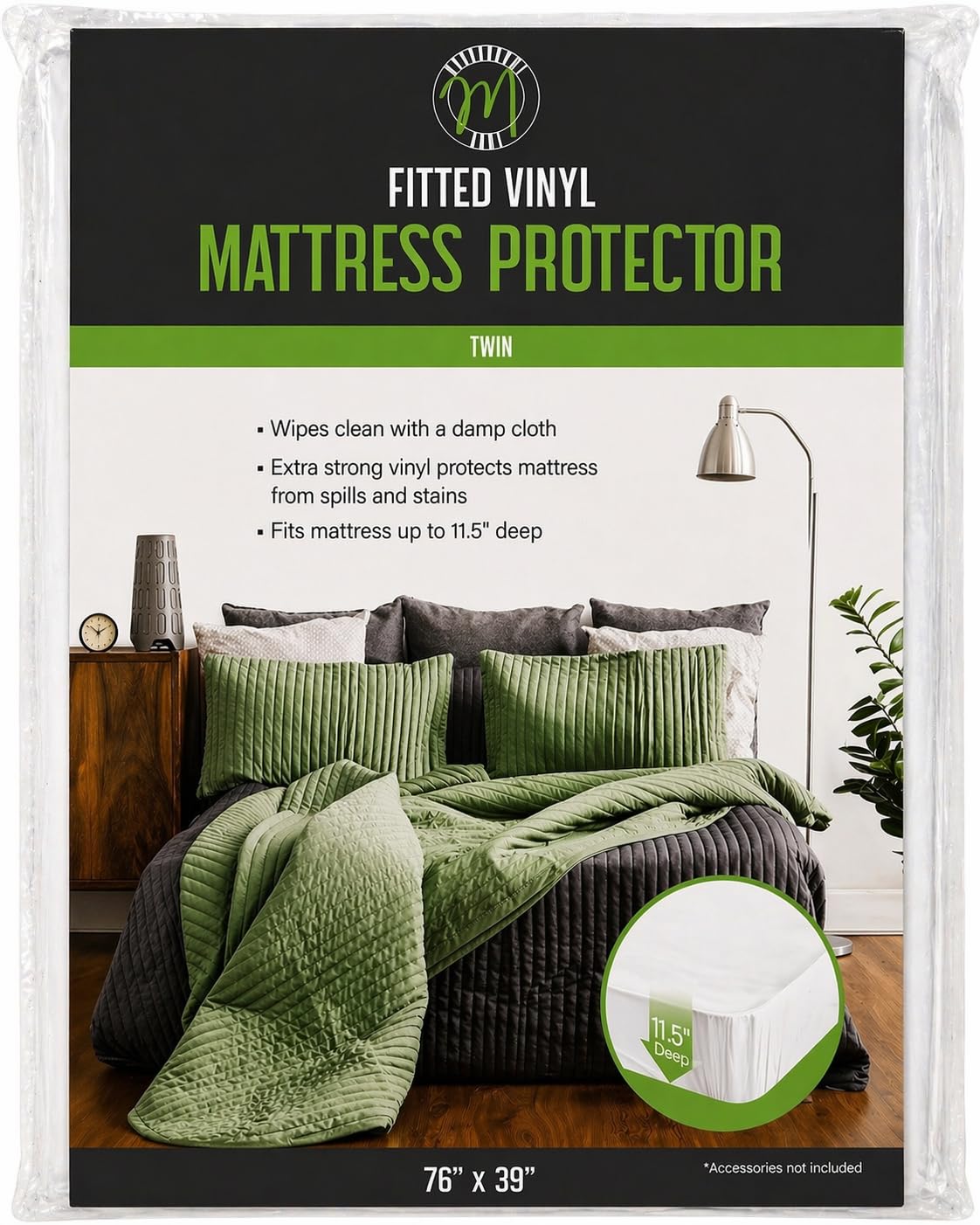 Home Expressions 4Gauge Vinyl Plastic Mattress Protector Fitted Sheet Style Waterproof Mattress Cover Breathable and Spill Protection Fits a Mattress Up to 11.5" Deep (Queen 80" x 60" x 11.5 Deep)